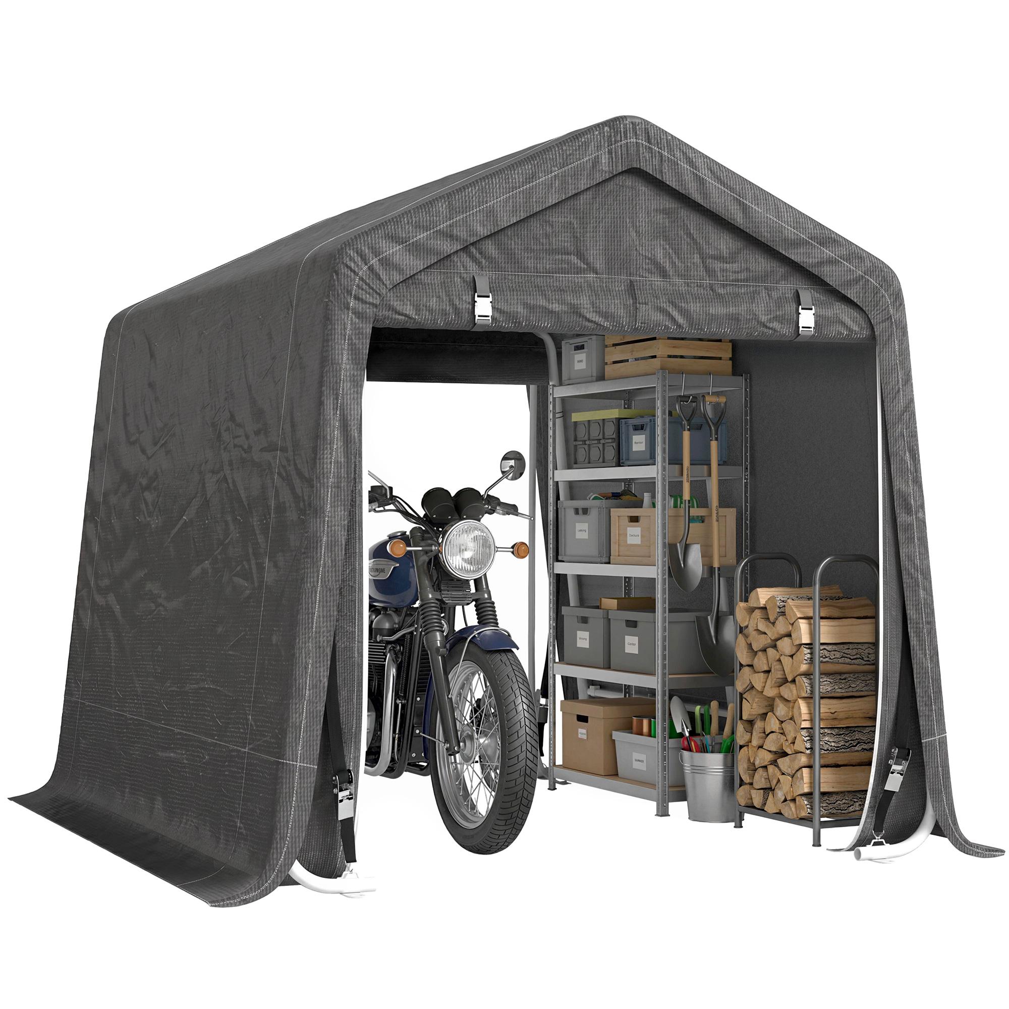 Dark Grey Storage Tent with Metal Frame, 9.2 x 7.9 ft