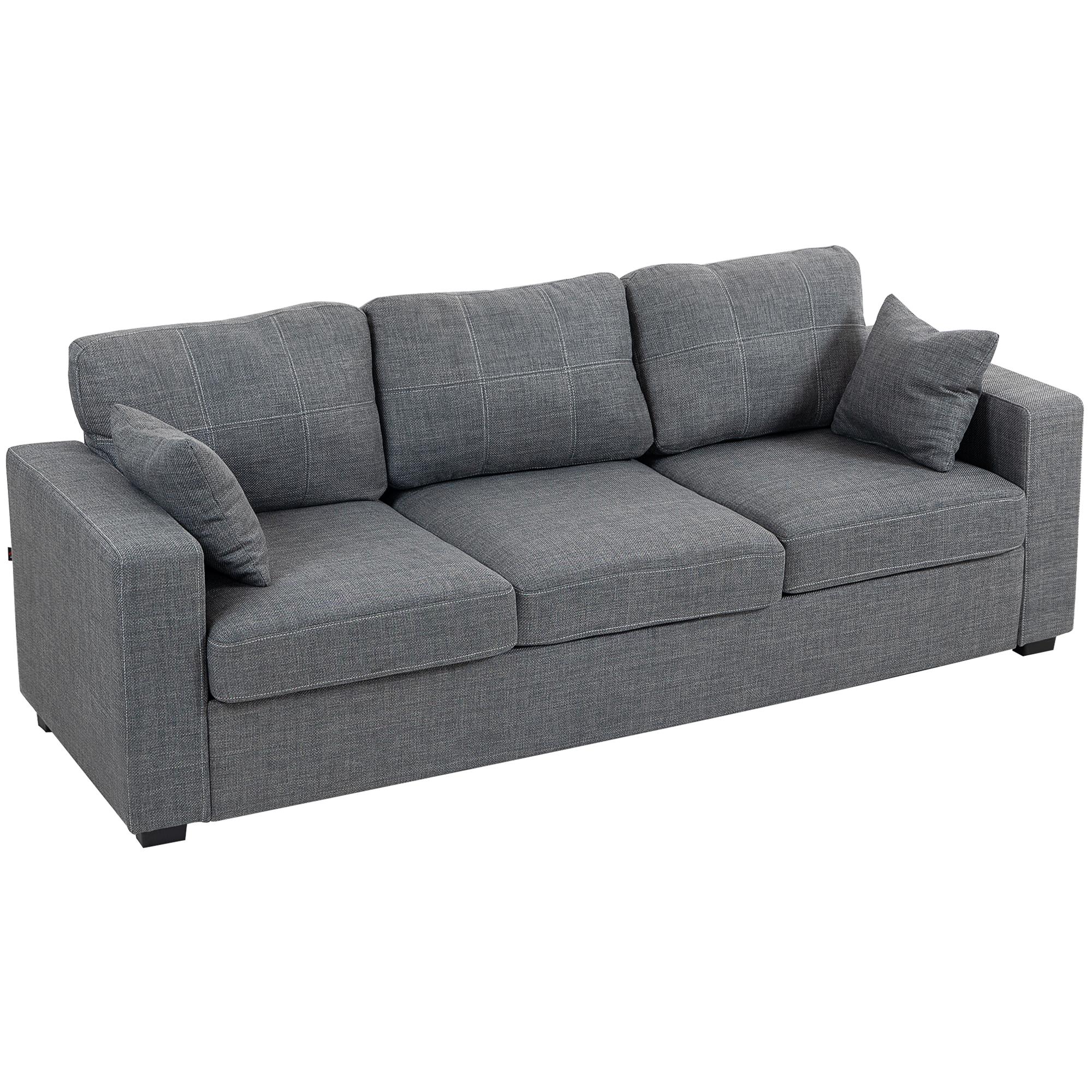 Dark Grey Spring Sofa with Deep Seat, 3 Seater