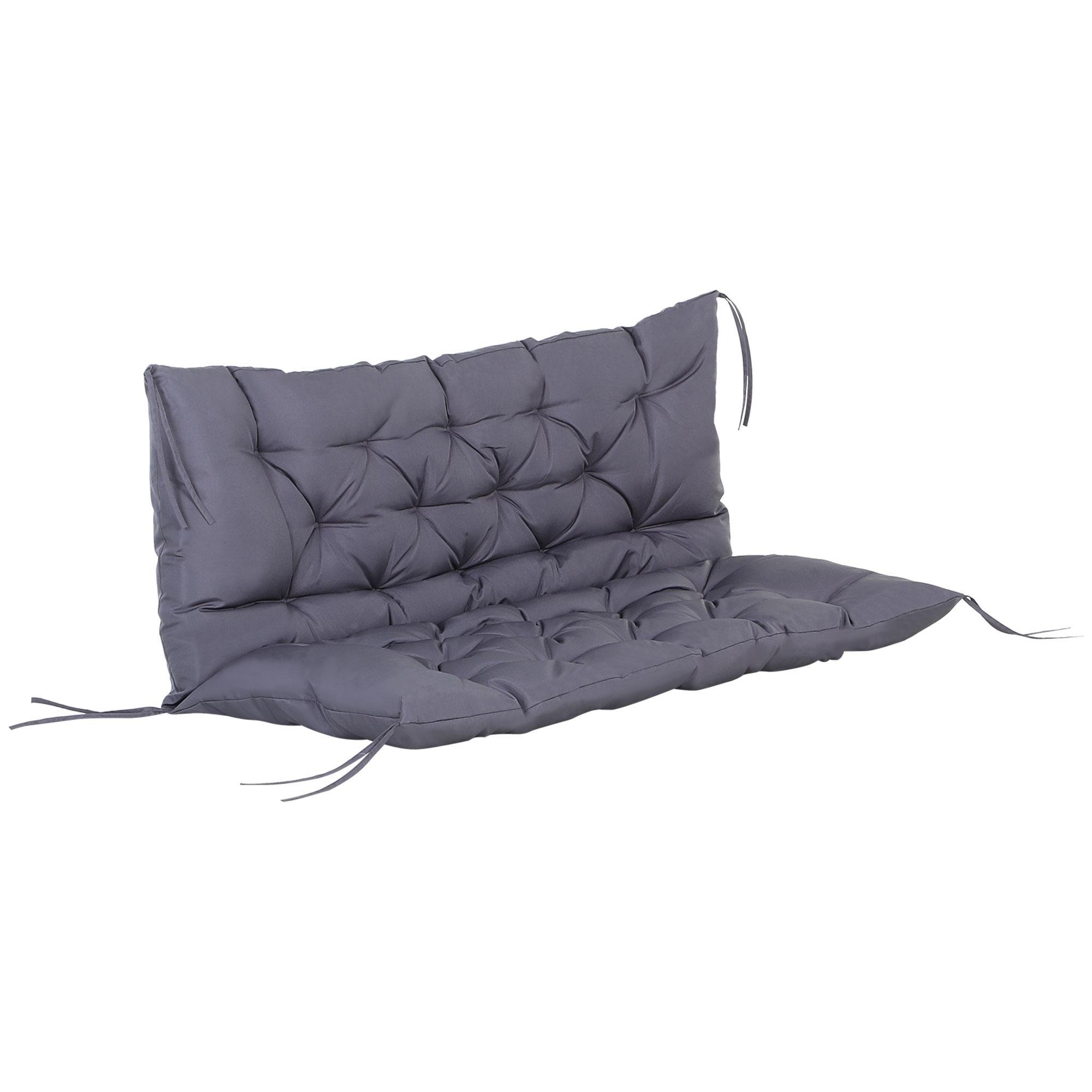 Grey Two Seater Cushion with Ties | 52 Inch Bench