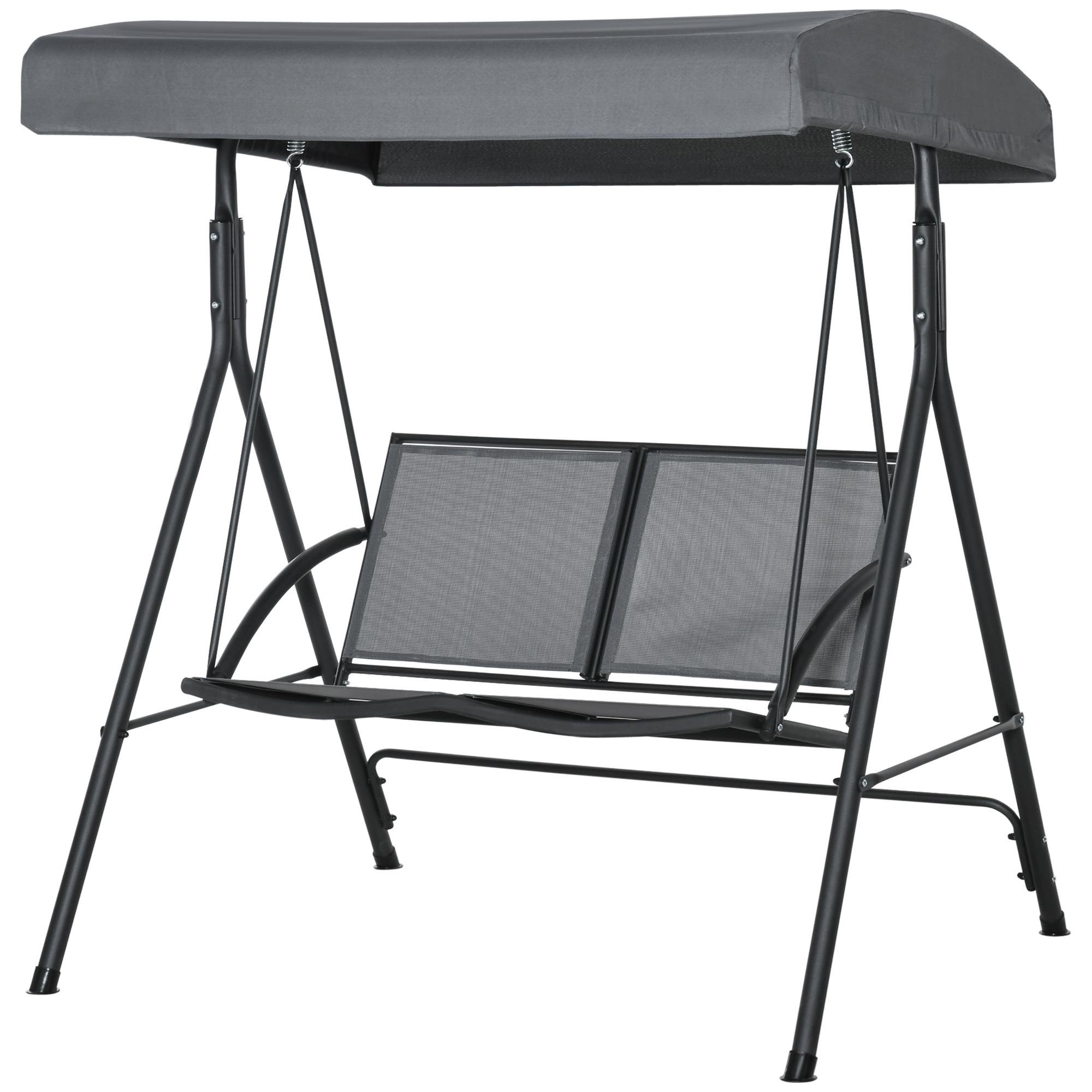 Dark Grey Two Seat Swing with Tilting Canopy