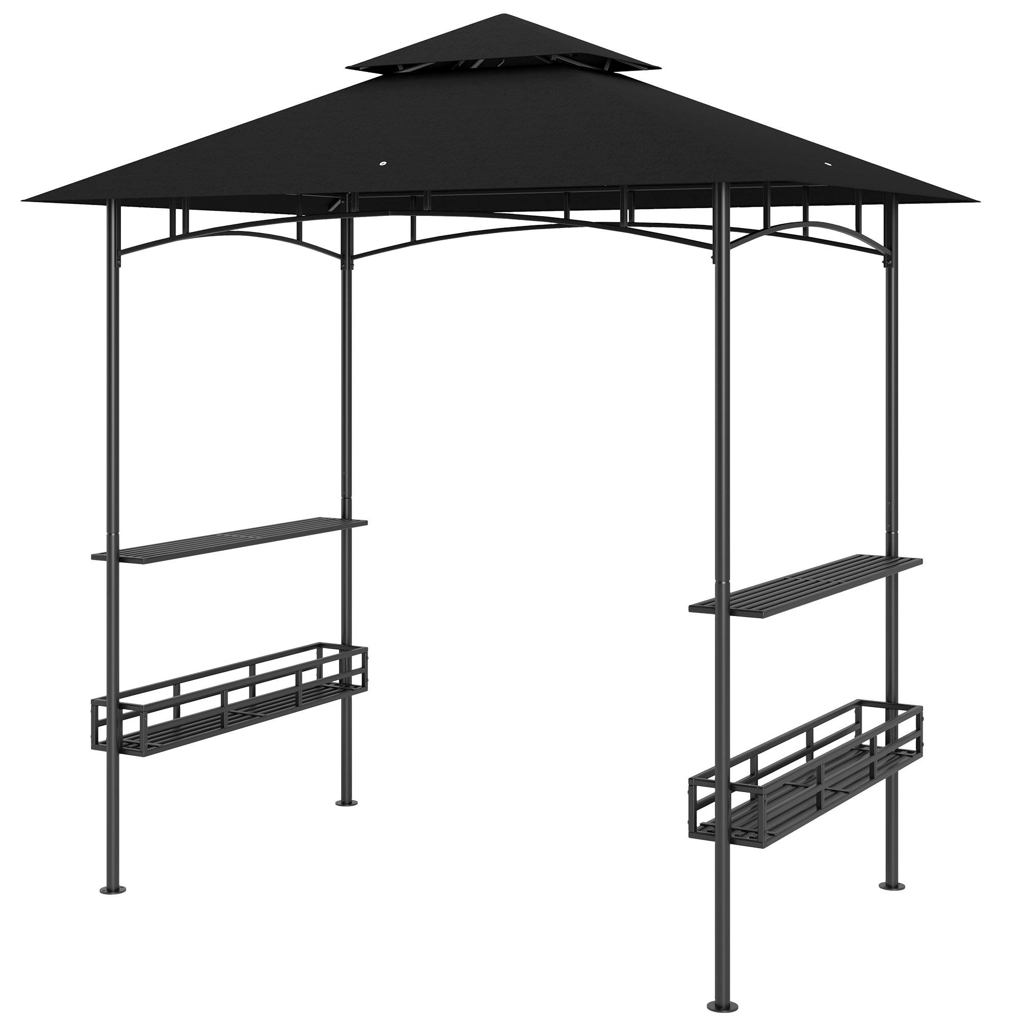 94.5 Inch Two-Tier BBQ Gazebo with Storage Shelves