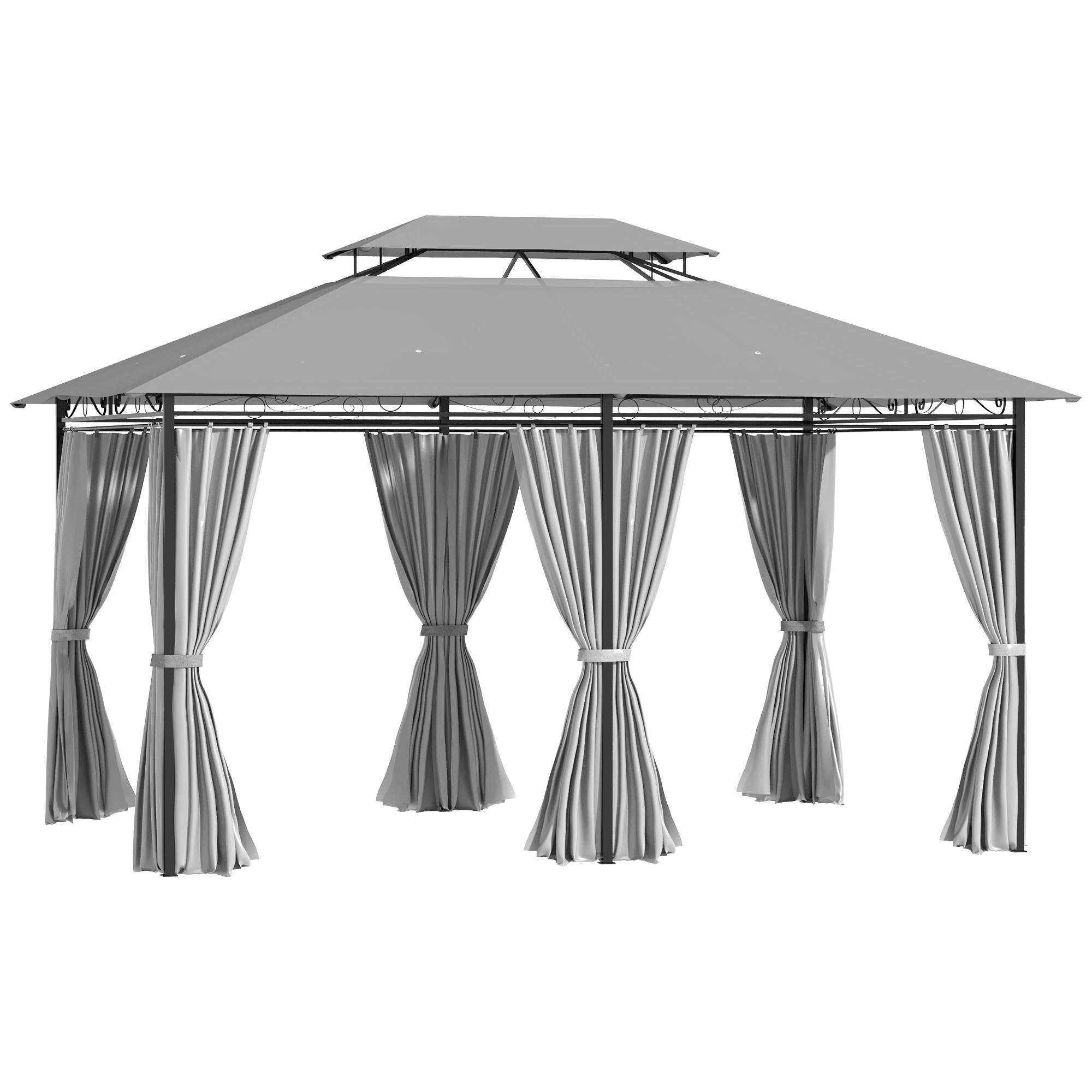 Dark Grey 2 Tier Gazebo with Zippered Curtains
