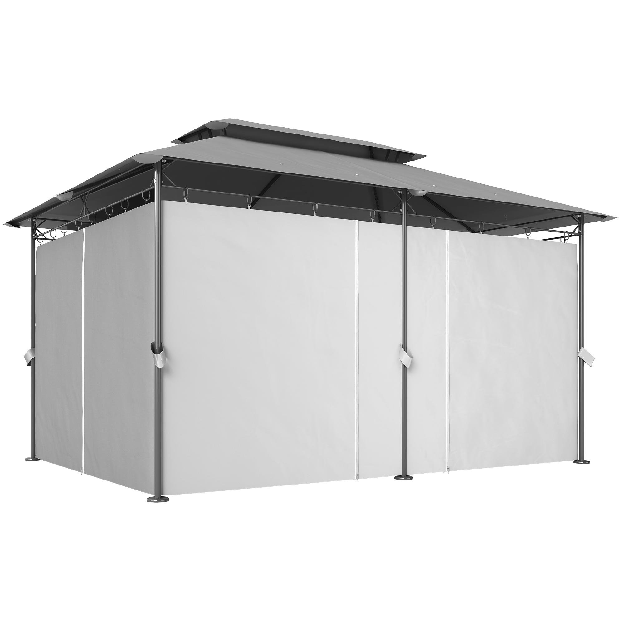 Dark Grey Patio Gazebo with Two-Tier Roof, 10' x 13'