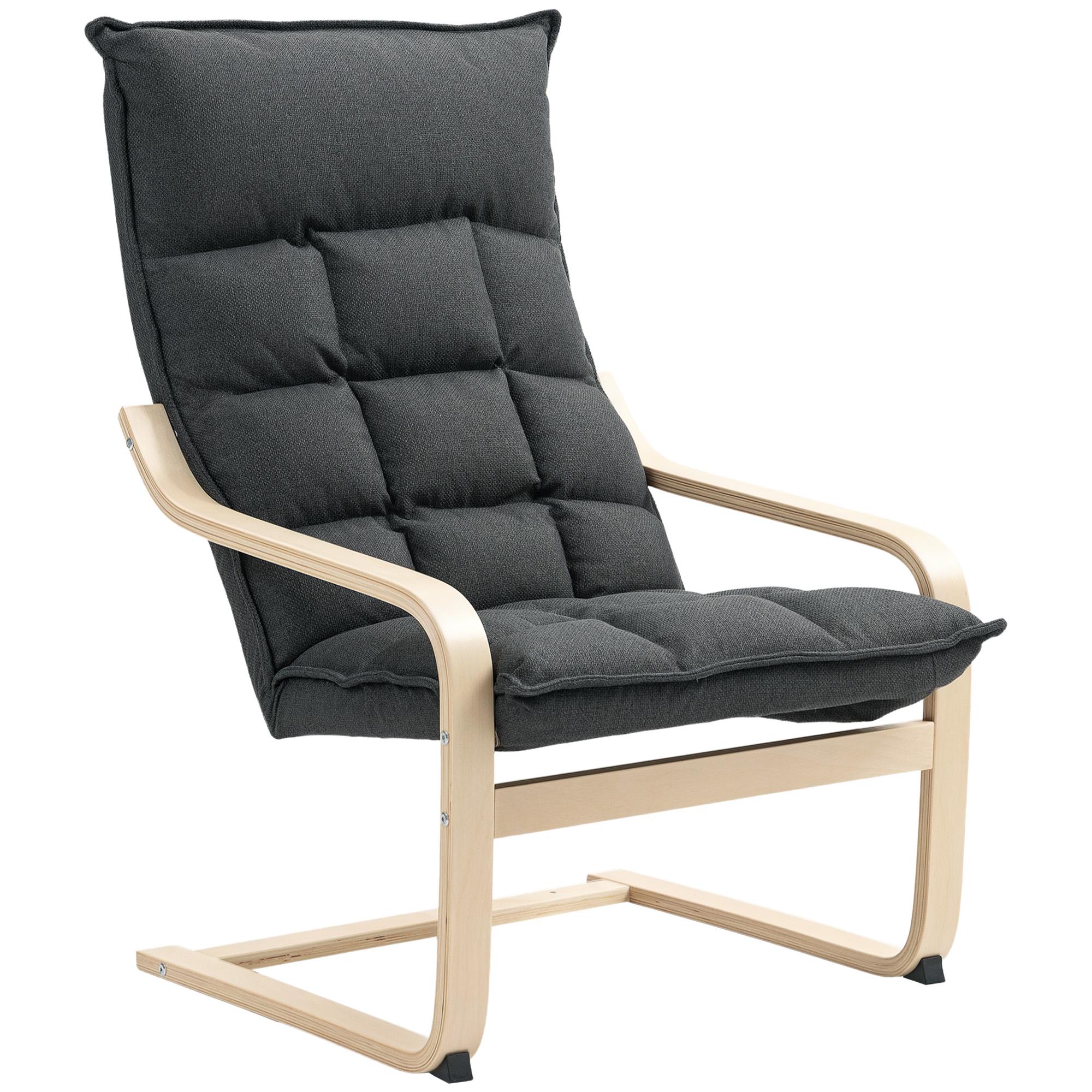 Dark Grey Rocking Accent Chair with Birch Laminate Frame