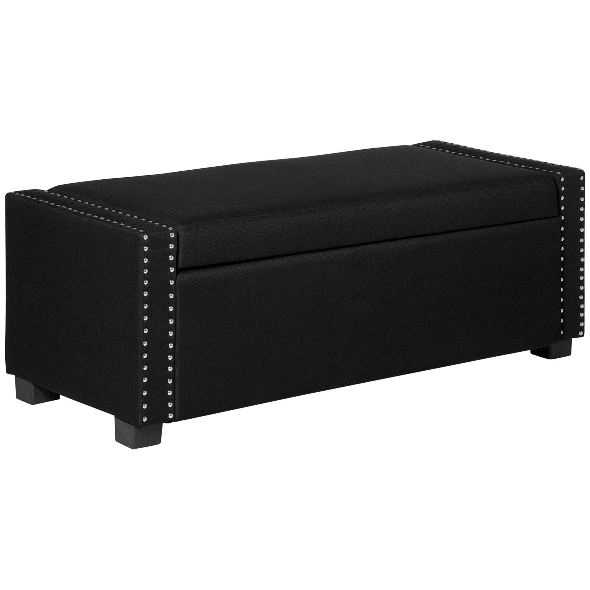 Dark Grey Flip Top Storage Bench with Enclosed Compartment