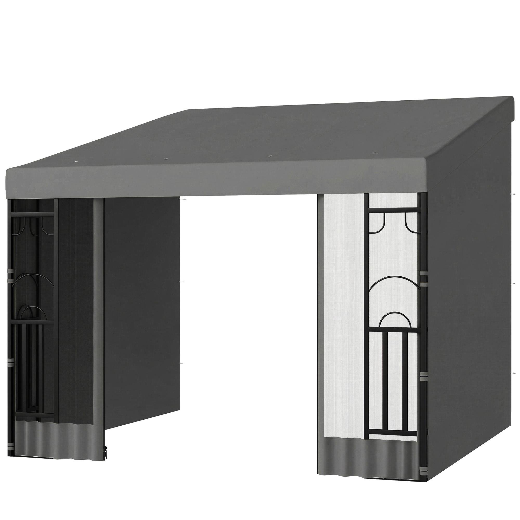 Dark Grey Canopy Pergola with Curtains, 10' x 10'
