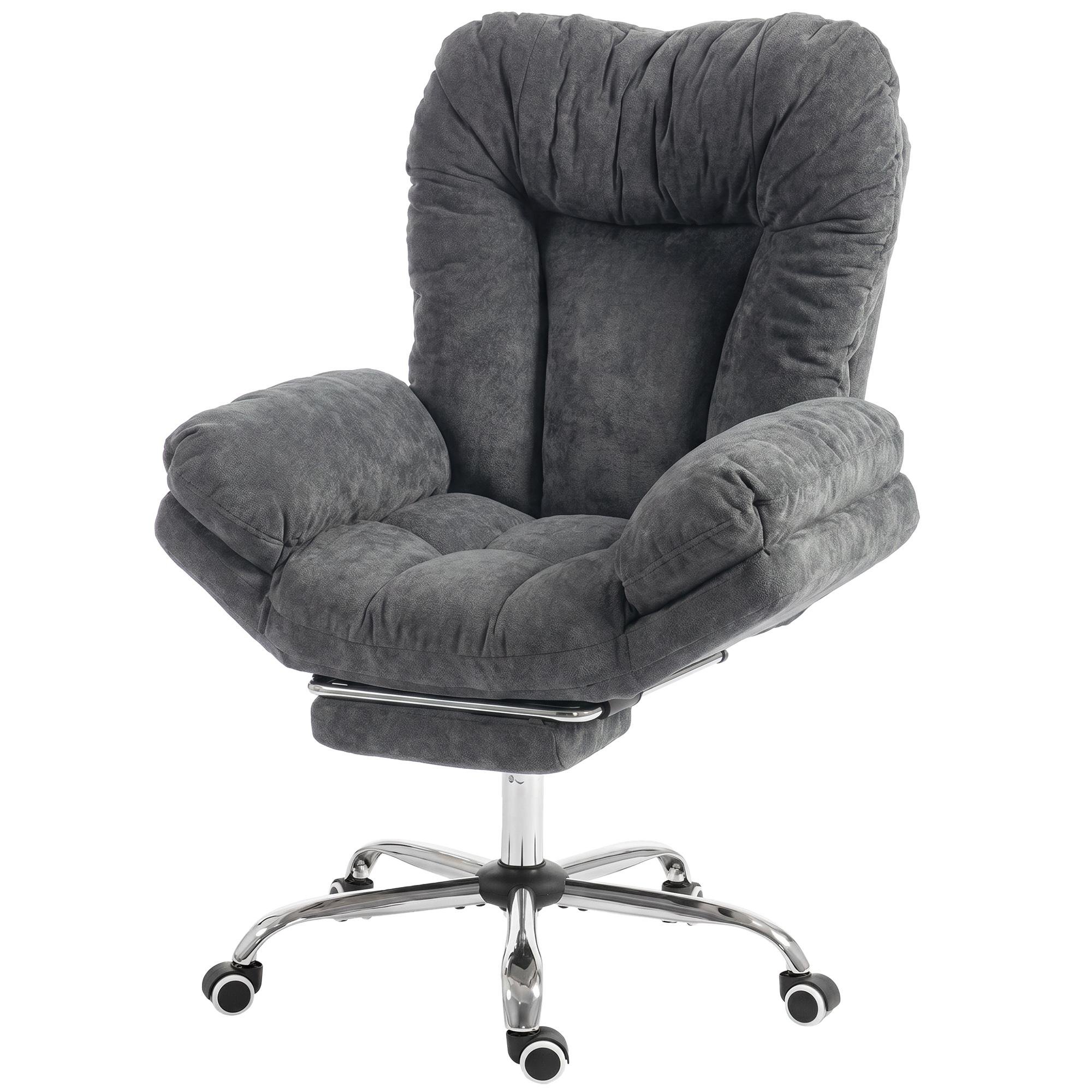 Dark Grey Wide Office Chair with Footrest