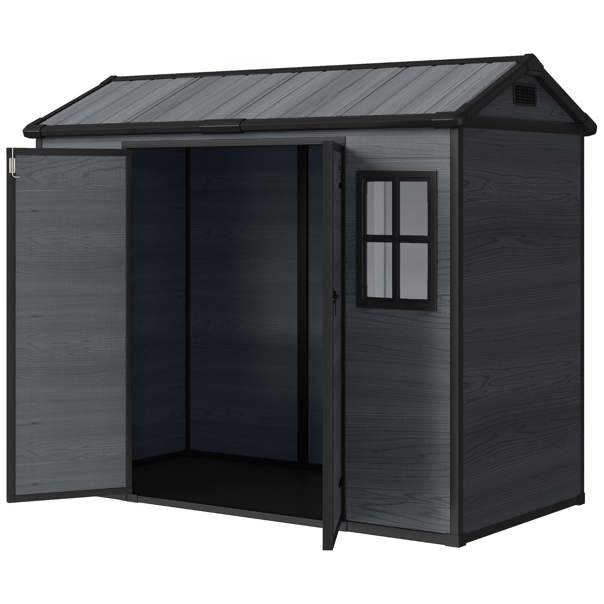 8x4 Wood-Effect Plastic Shed with Floor