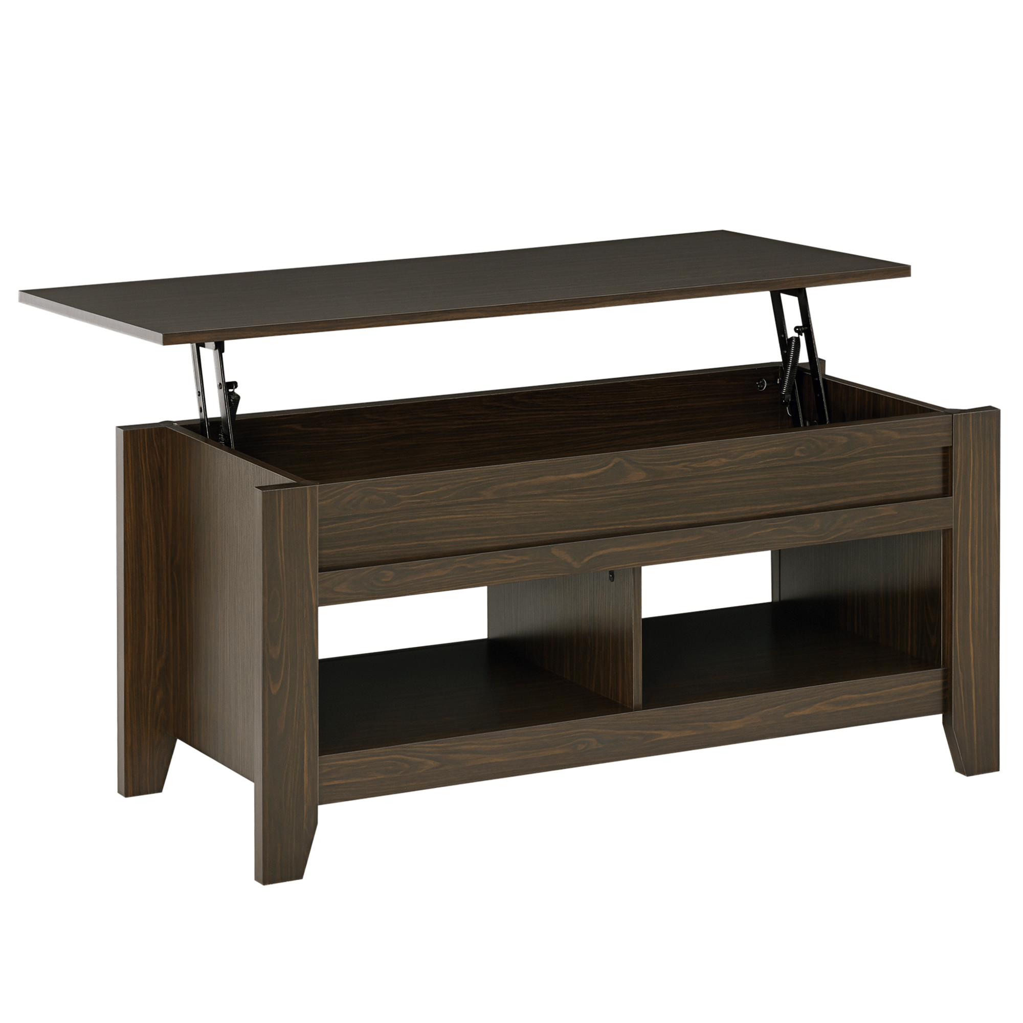 Dark Walnut Coffee Table with Lift-Top Storage