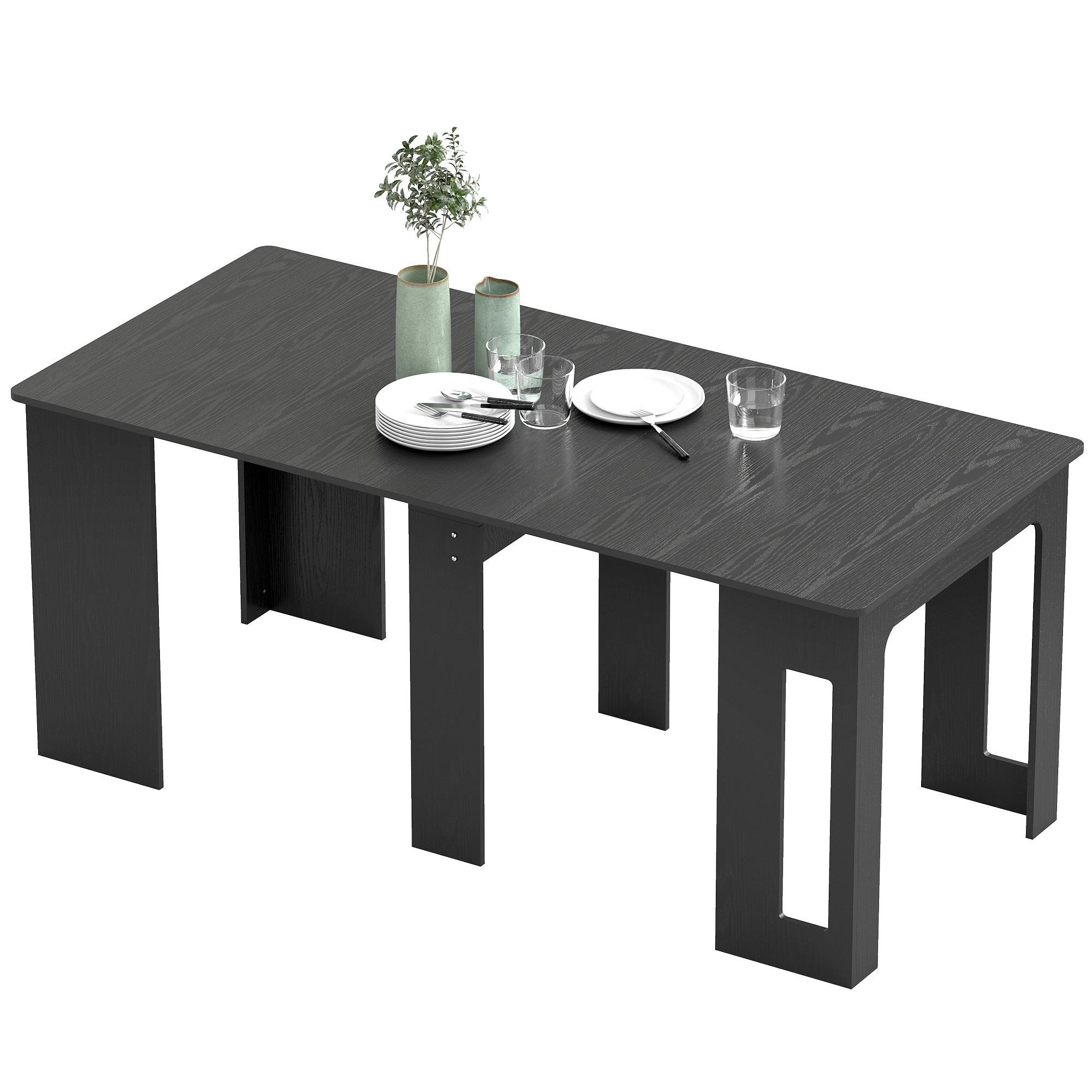 Distressed Black Expandable Dining Table for 6
