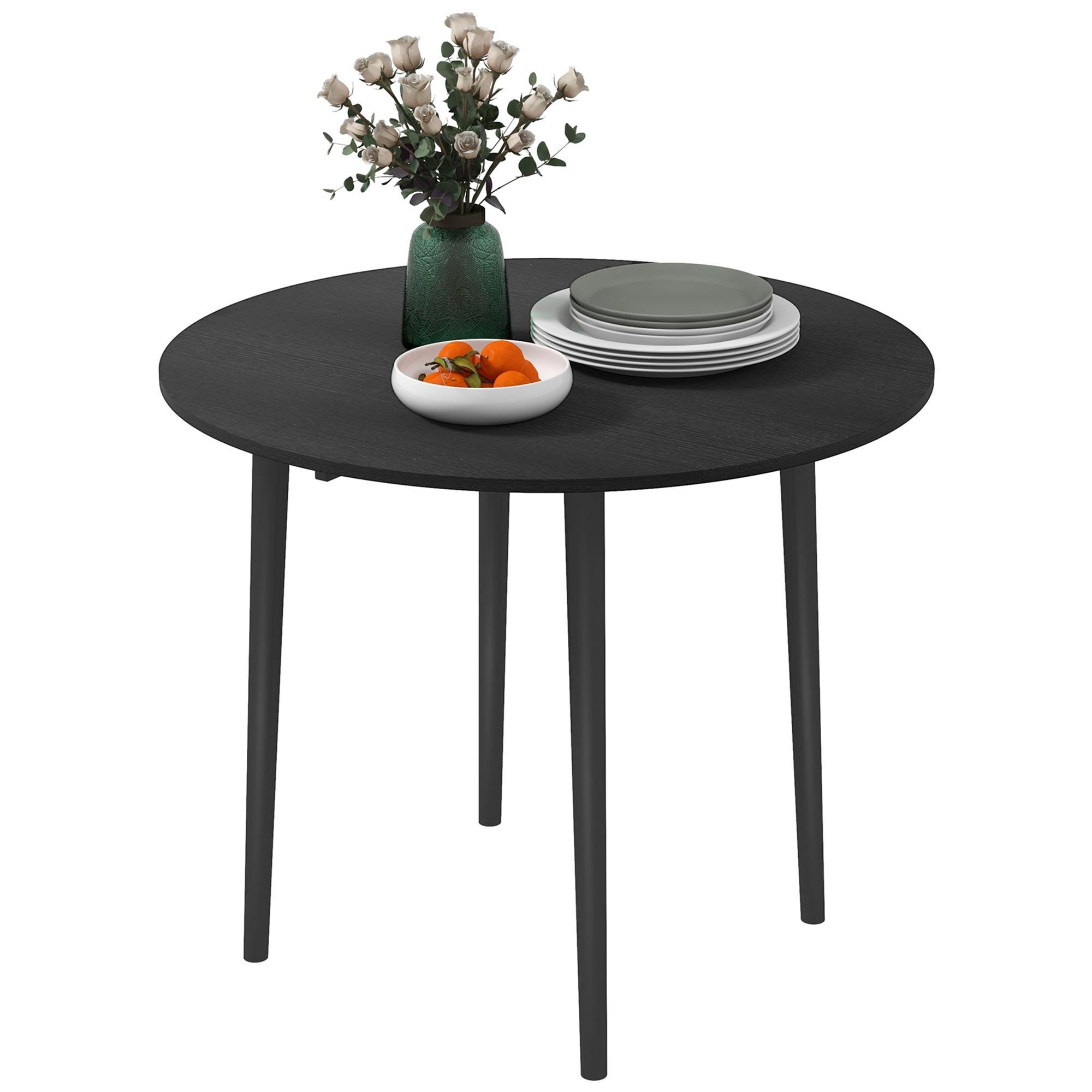 Distressed Black Drop Leaf Table for Small Dining Spaces