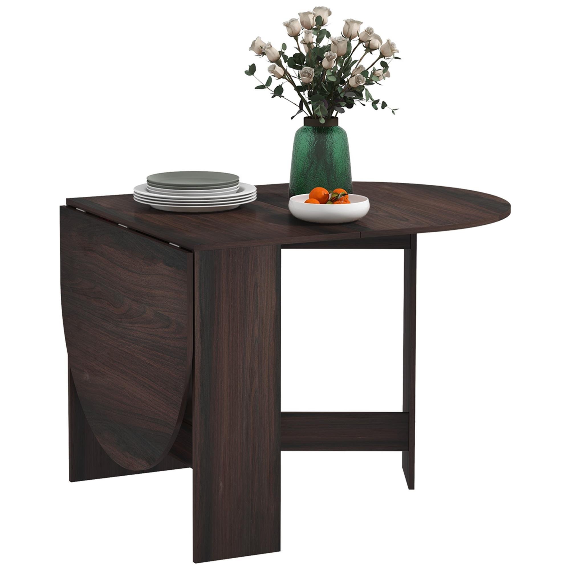 Distressed Brown Folding Dining Table with Drop Leaves