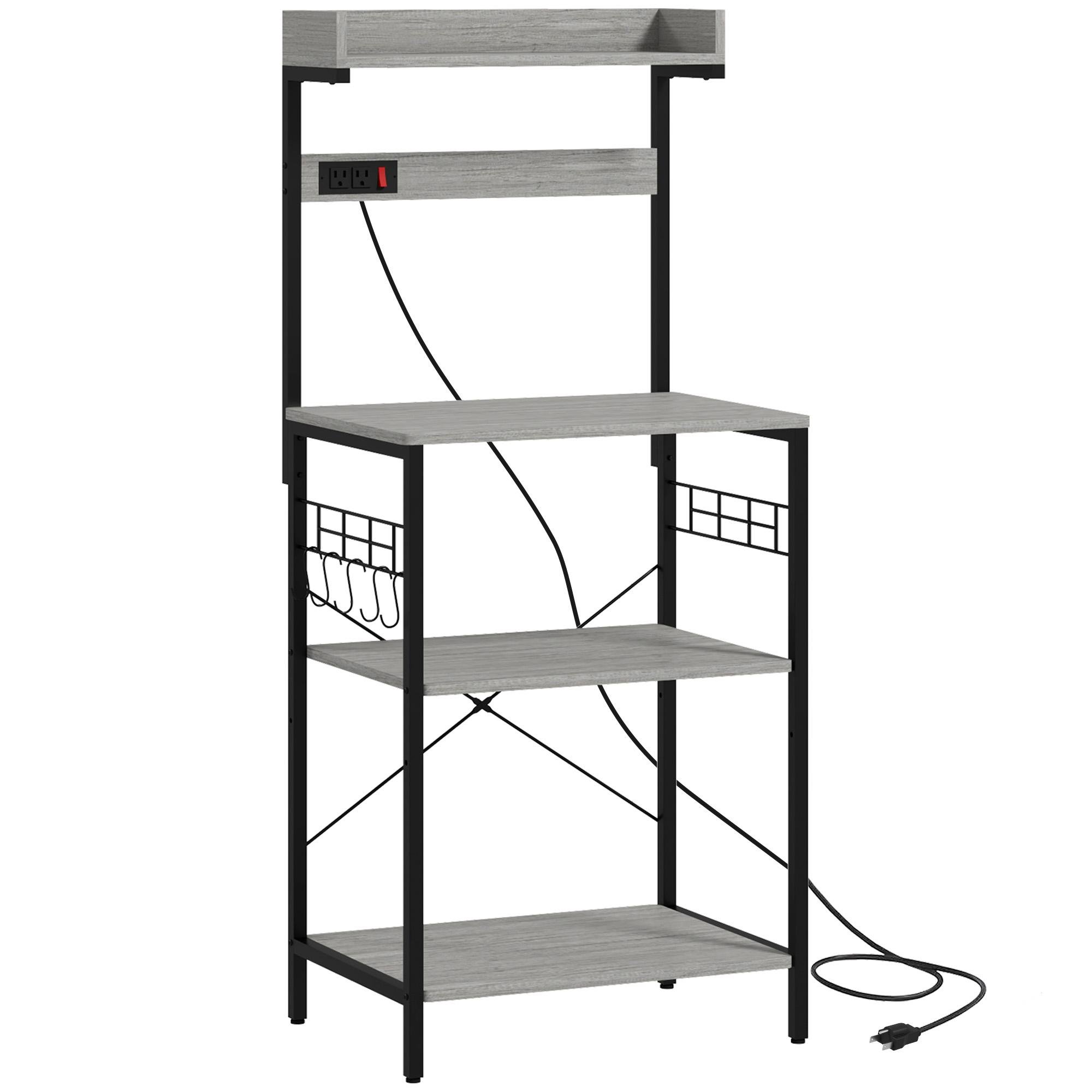 Distressed Grey Coffee Rack with Power Outlet