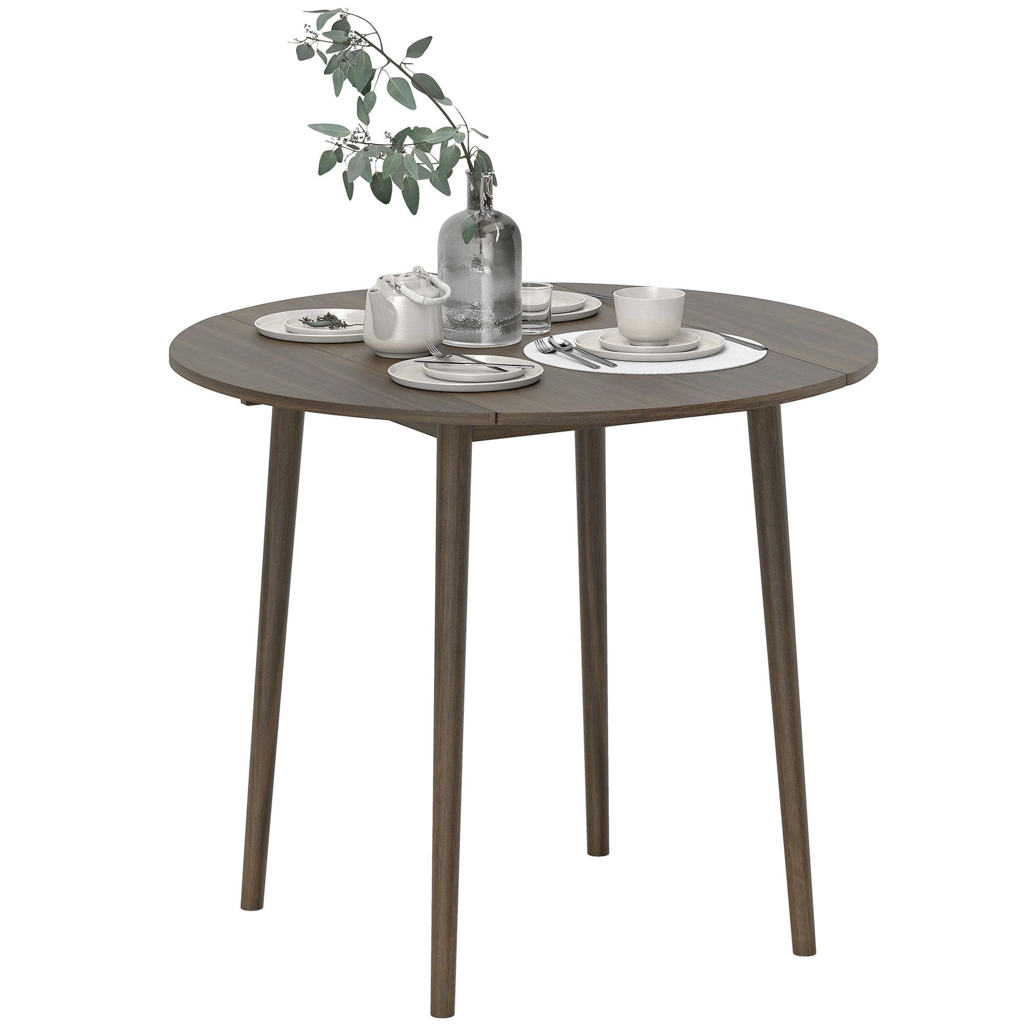 Grey Drop Leaf Table, 35-Inch Round Folding Design