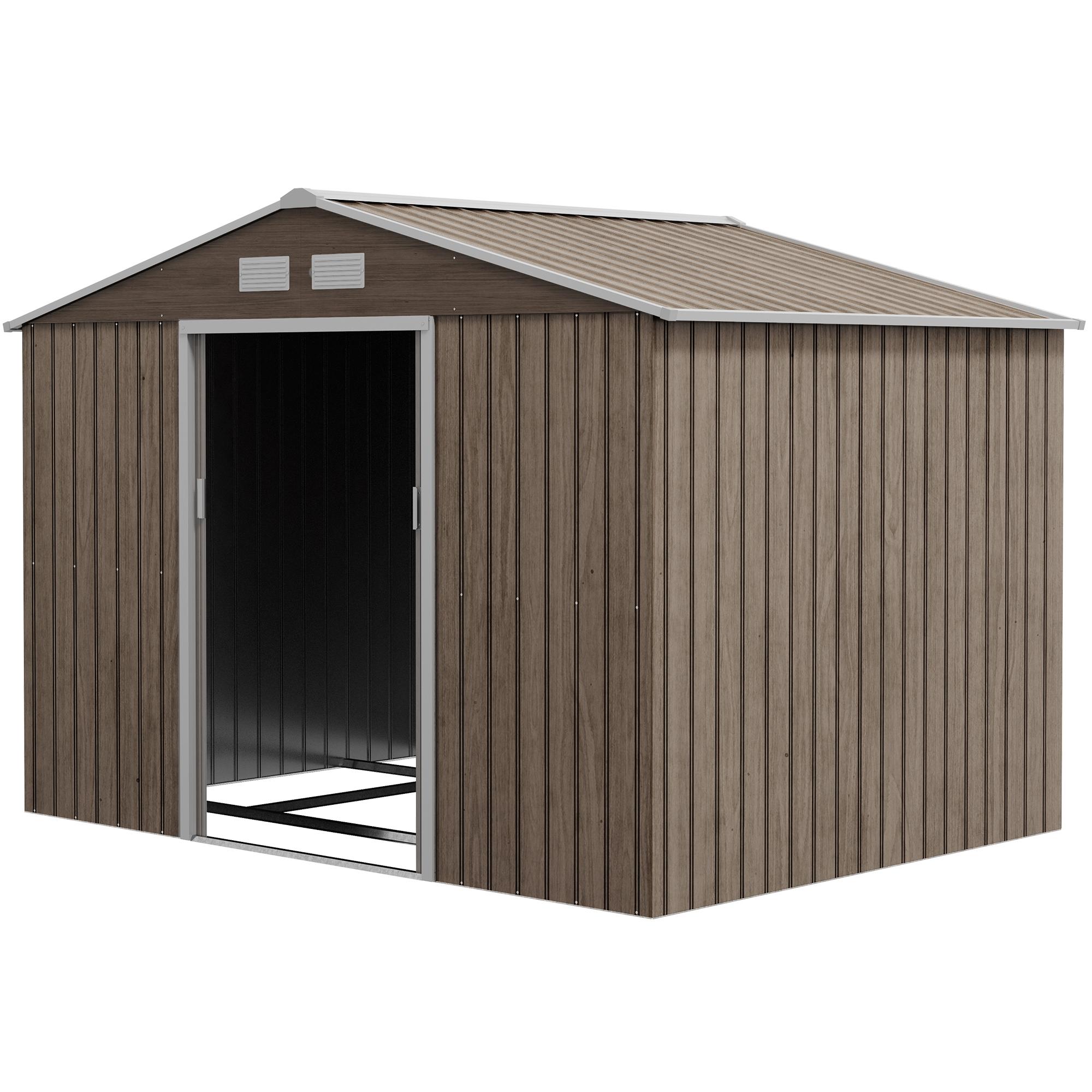 Distressed Light Brown Shed Galvanized Steel 9' x 6'