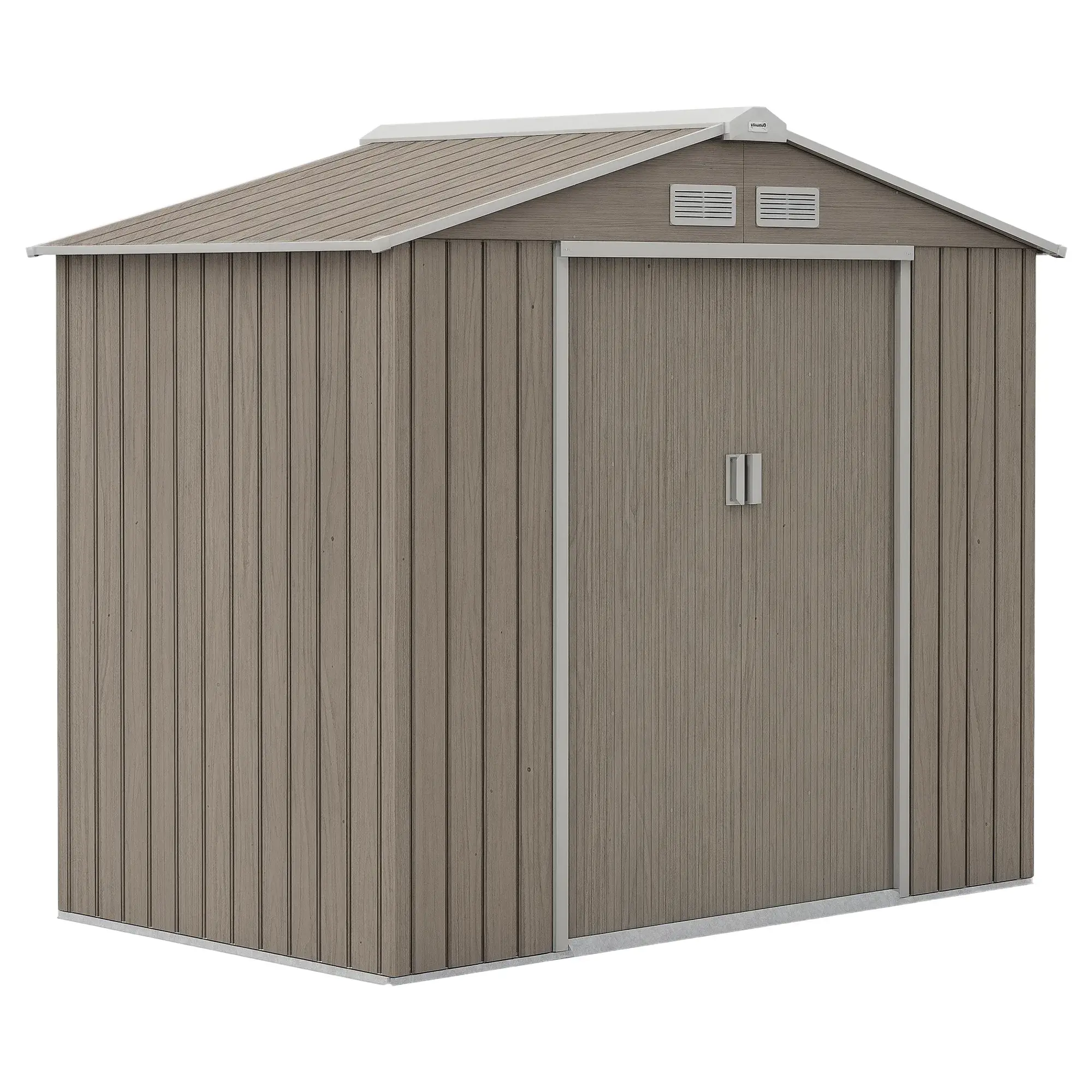 Distressed Light Brown Steel Shed with Foundation Kit 7' x 4' x 6'