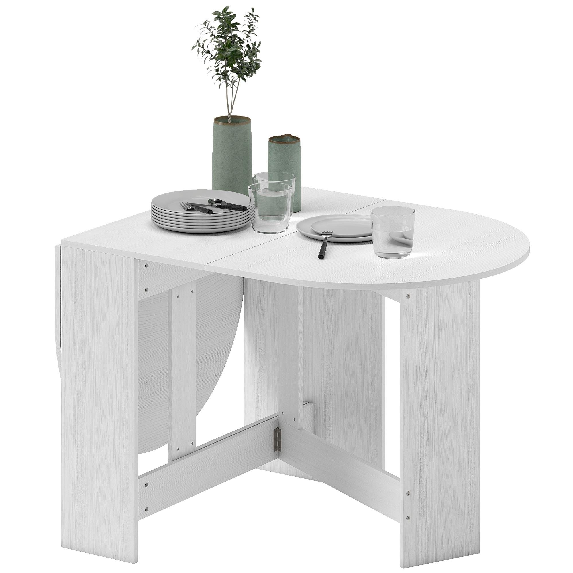 Distressed White Drop Leaf Table with Three Setups