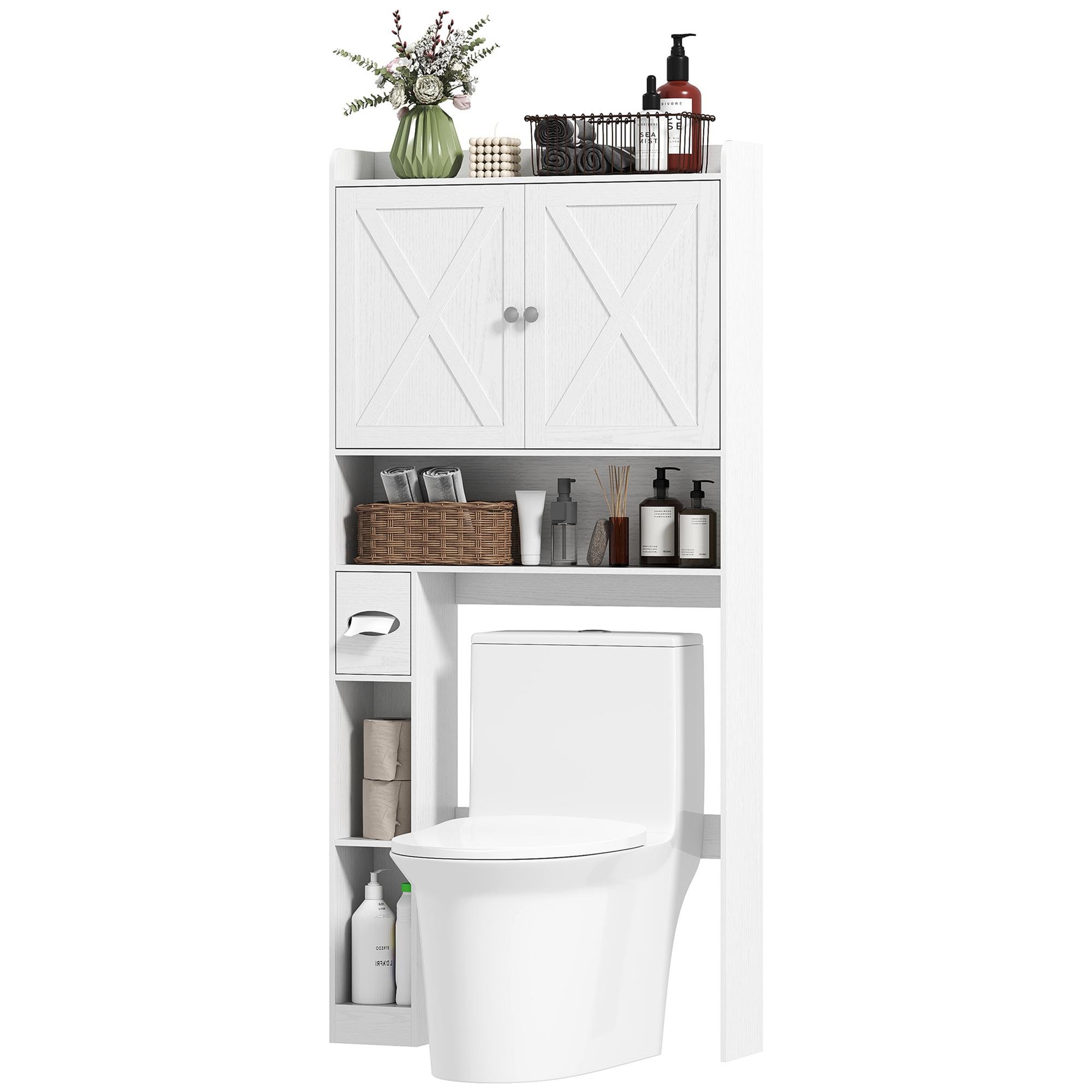 Farmhouse Toilet Storage Cabinet with Adjustable Shelf