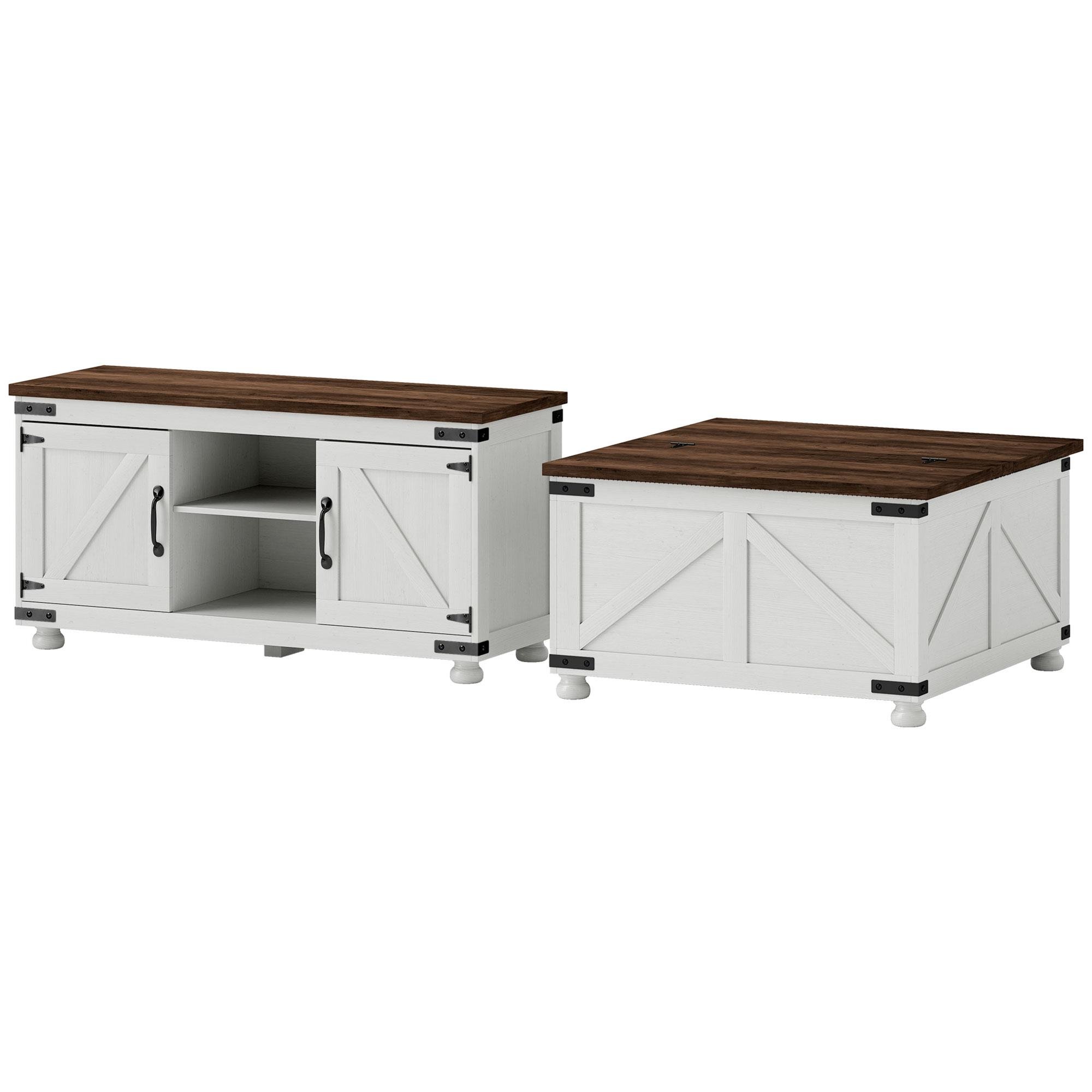 43 Inch Farmhouse TV Stand with Coffee Table Set