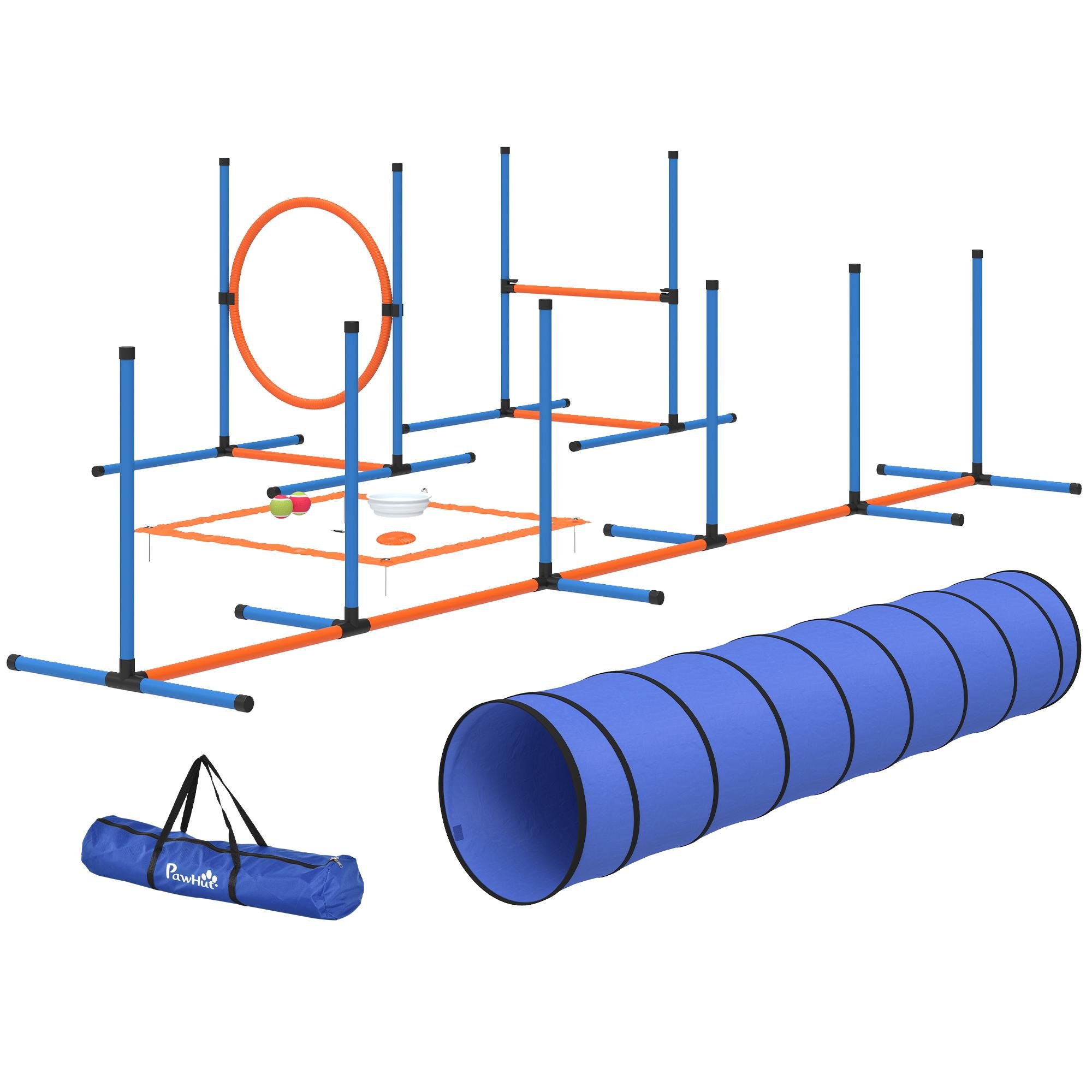 8-Piece Dog Agility Kit with Adjustable Jumps