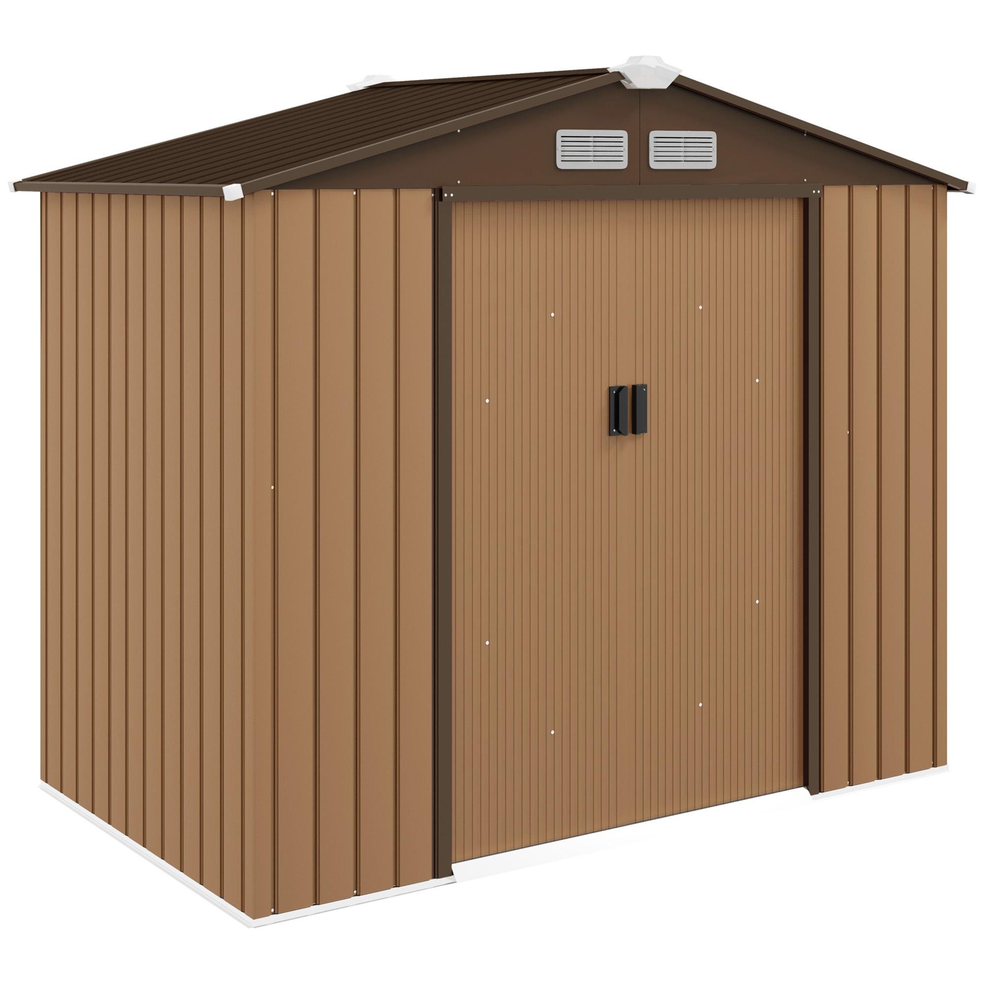 Yellow Galvanized Steel Shed with Foundation Kit