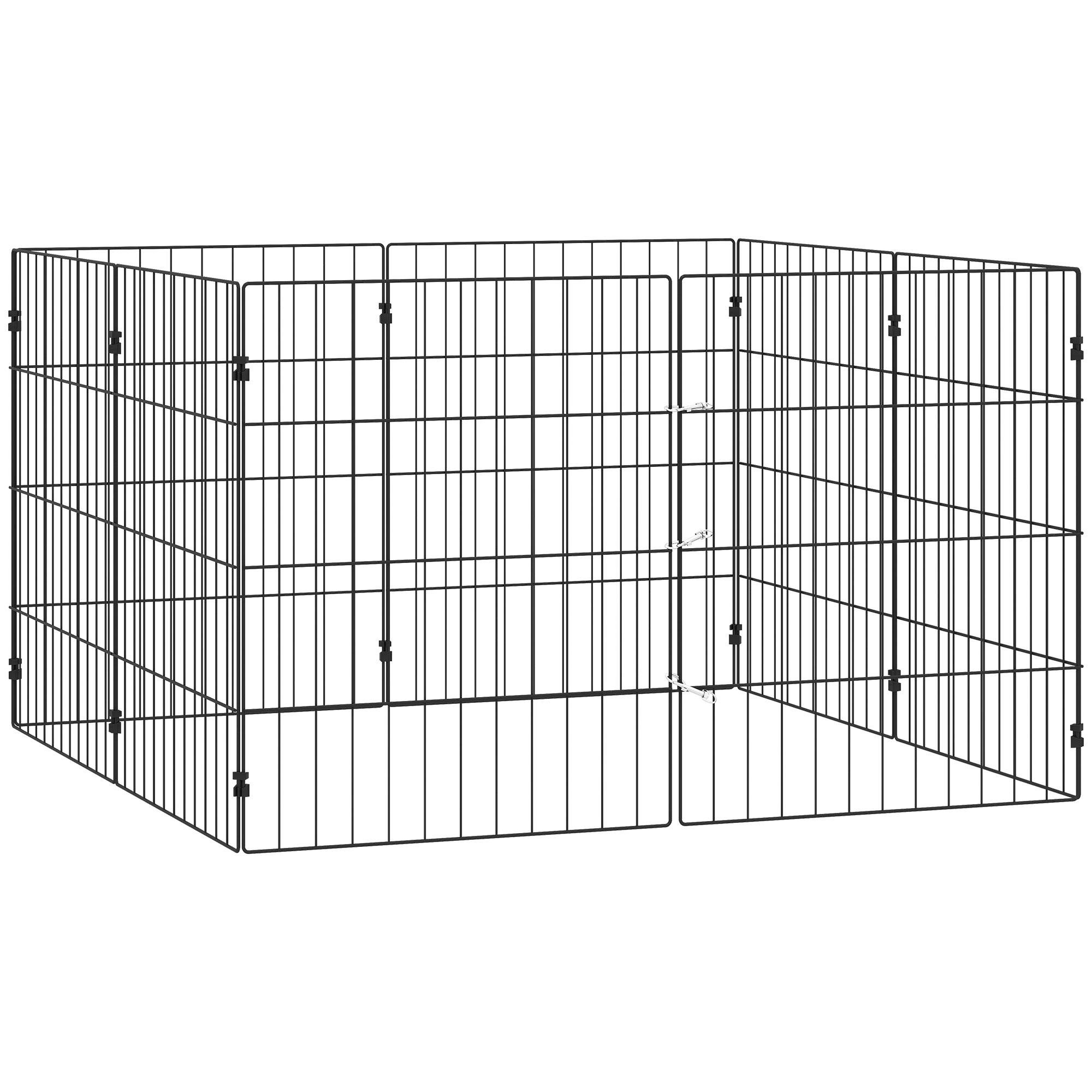 Eight Panel Black Dog Pen, Foldable 100 cm Playpen