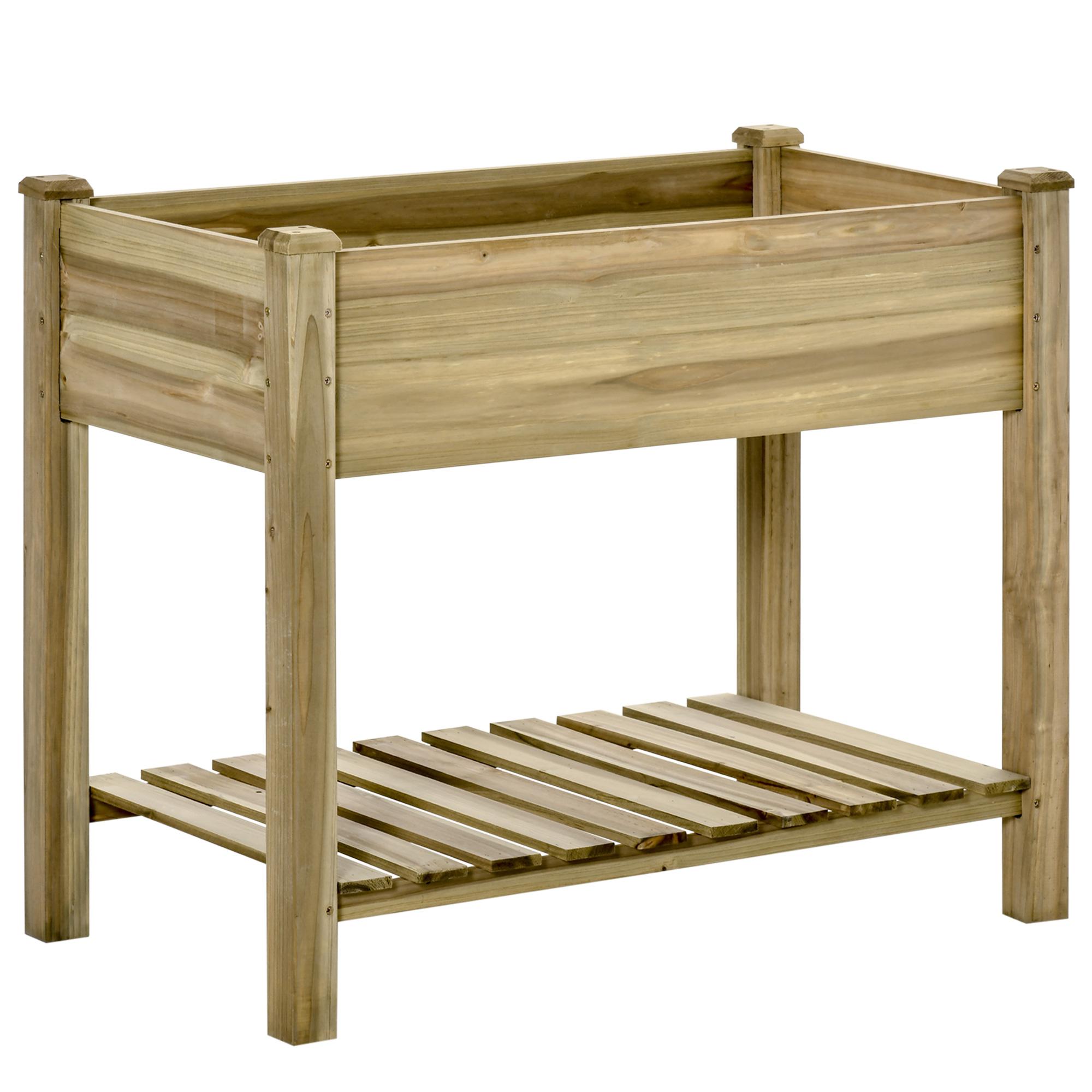Green Fir Elevated Planter with Storage Shelf
