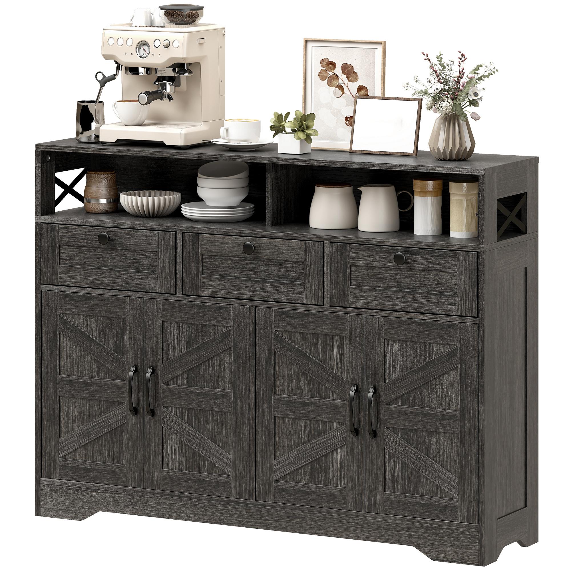 Espresso 47.2 Inch Bar Cabinet with Adjustable Shelves