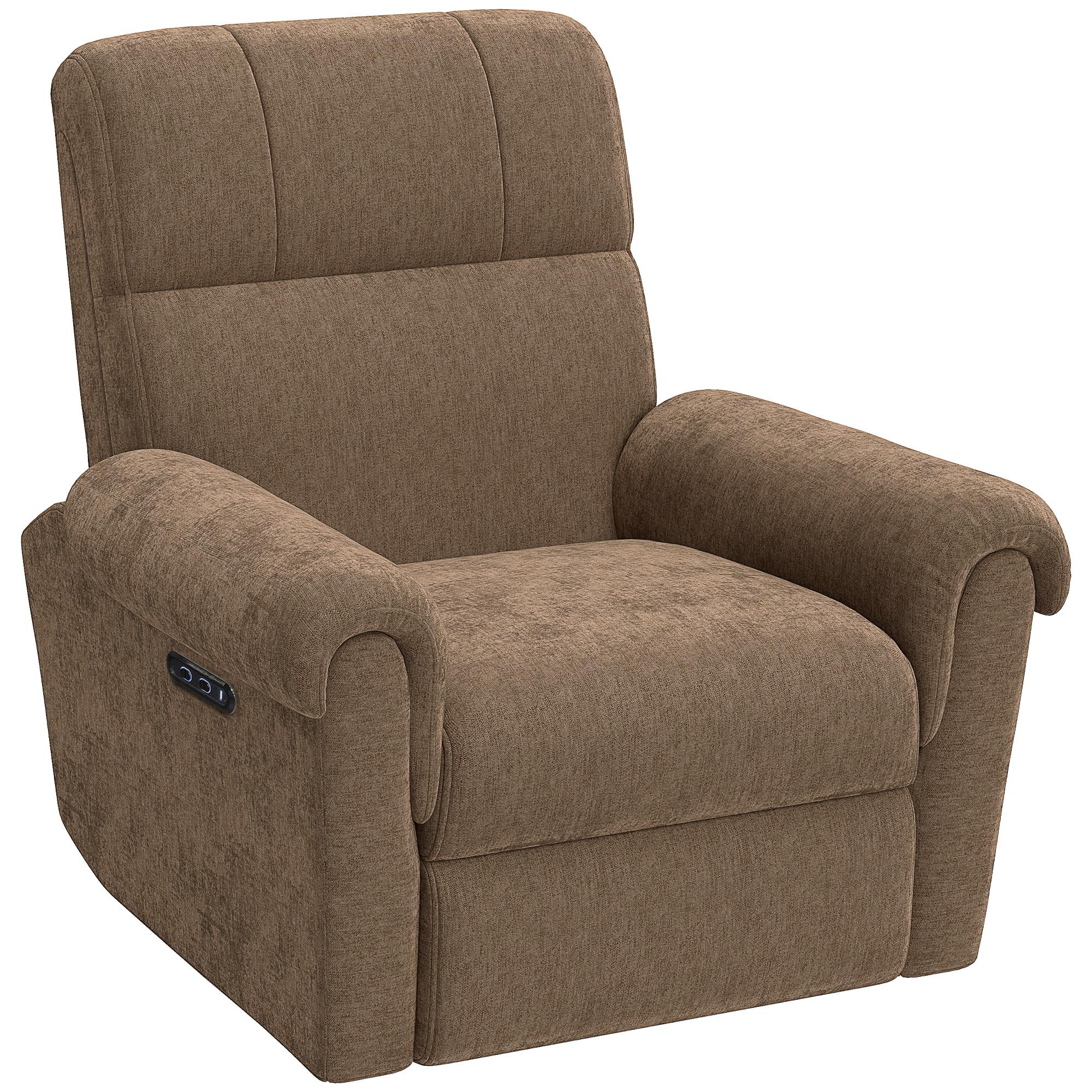 Espresso Chenille Power Recliner with Swivel and Rocking