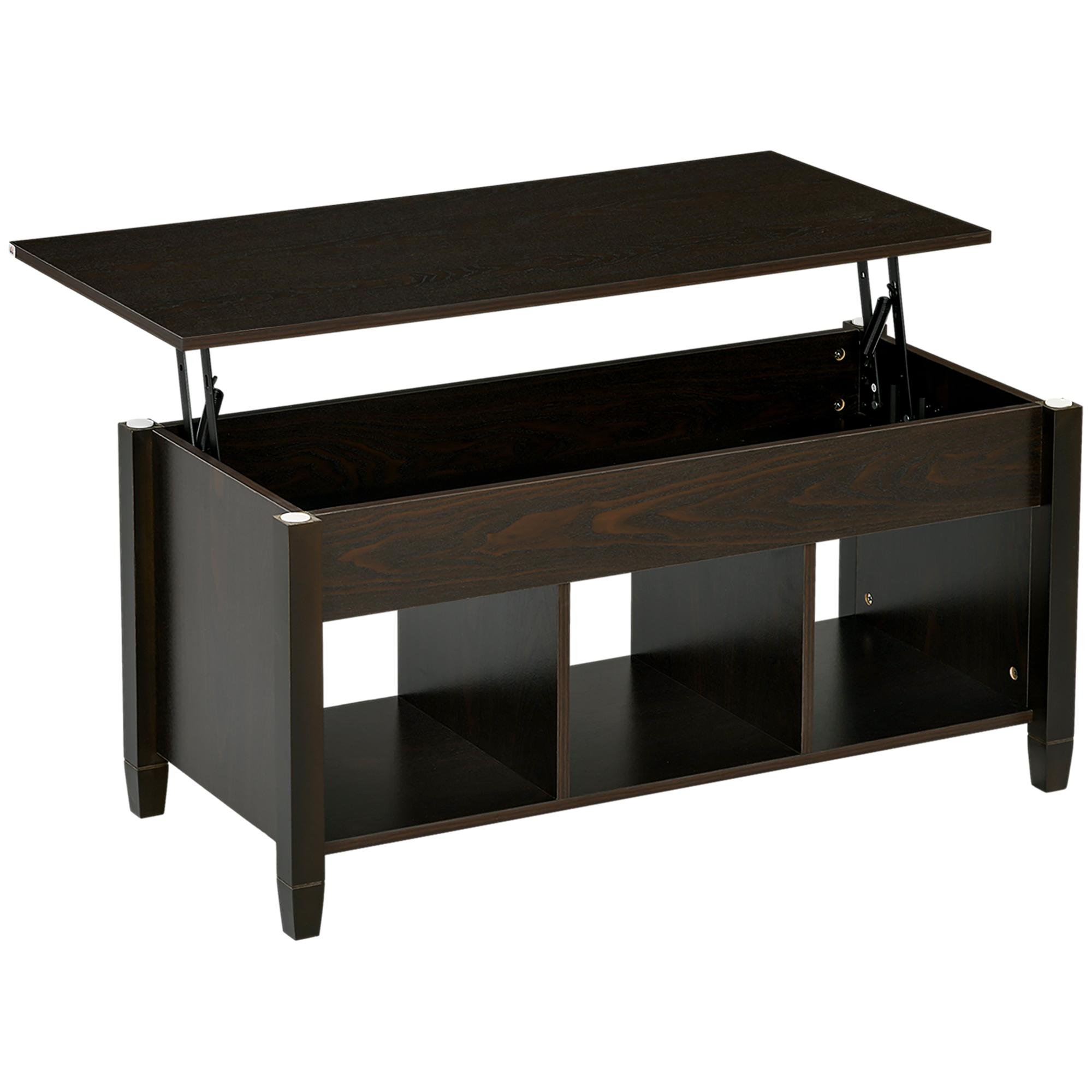 Espresso Lift Top Coffee Table with Hidden Storage