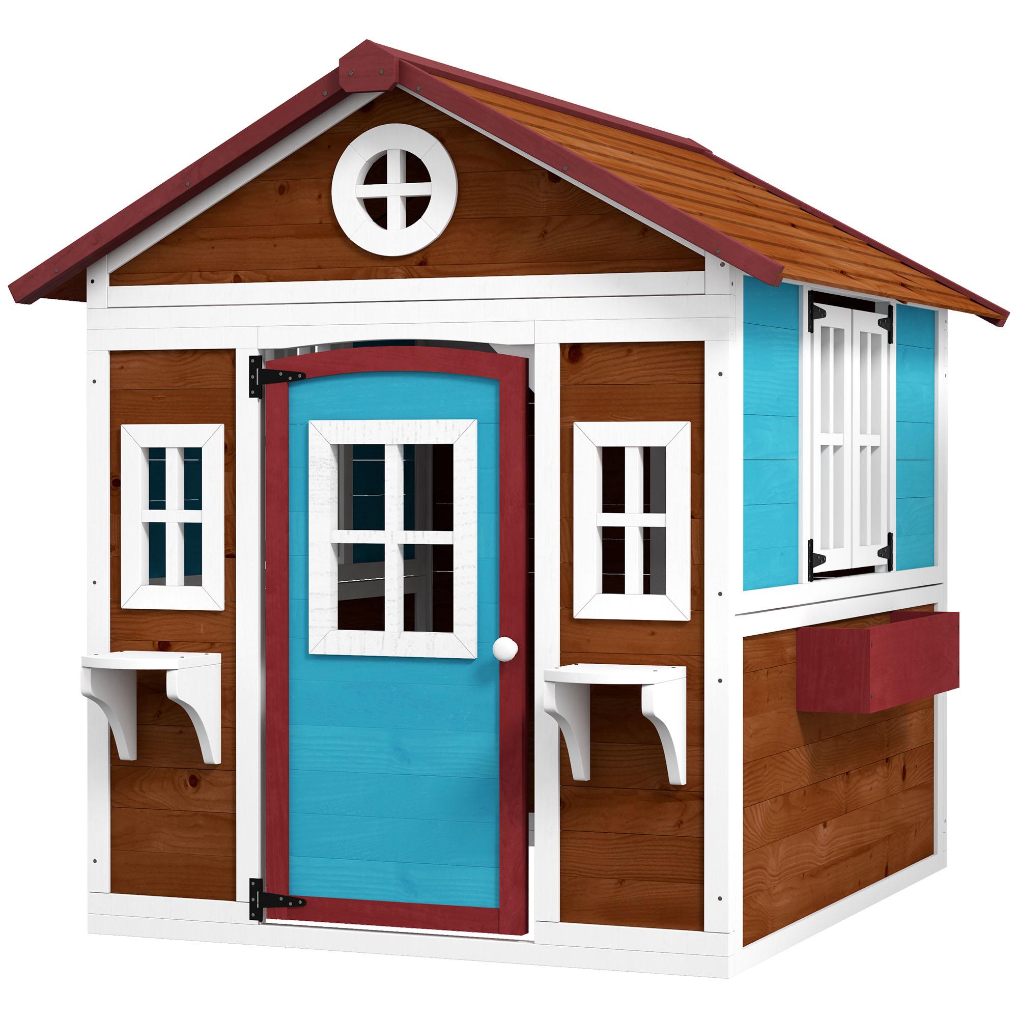 Fir Wood Kids Playhouse with Planter Boxes and Pots