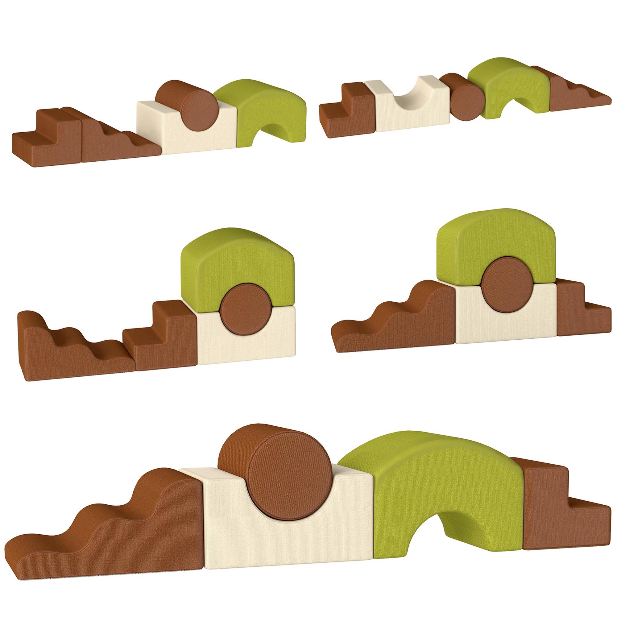 Brown Foam Climbing Blocks with Washable Covers for Indoor Play
