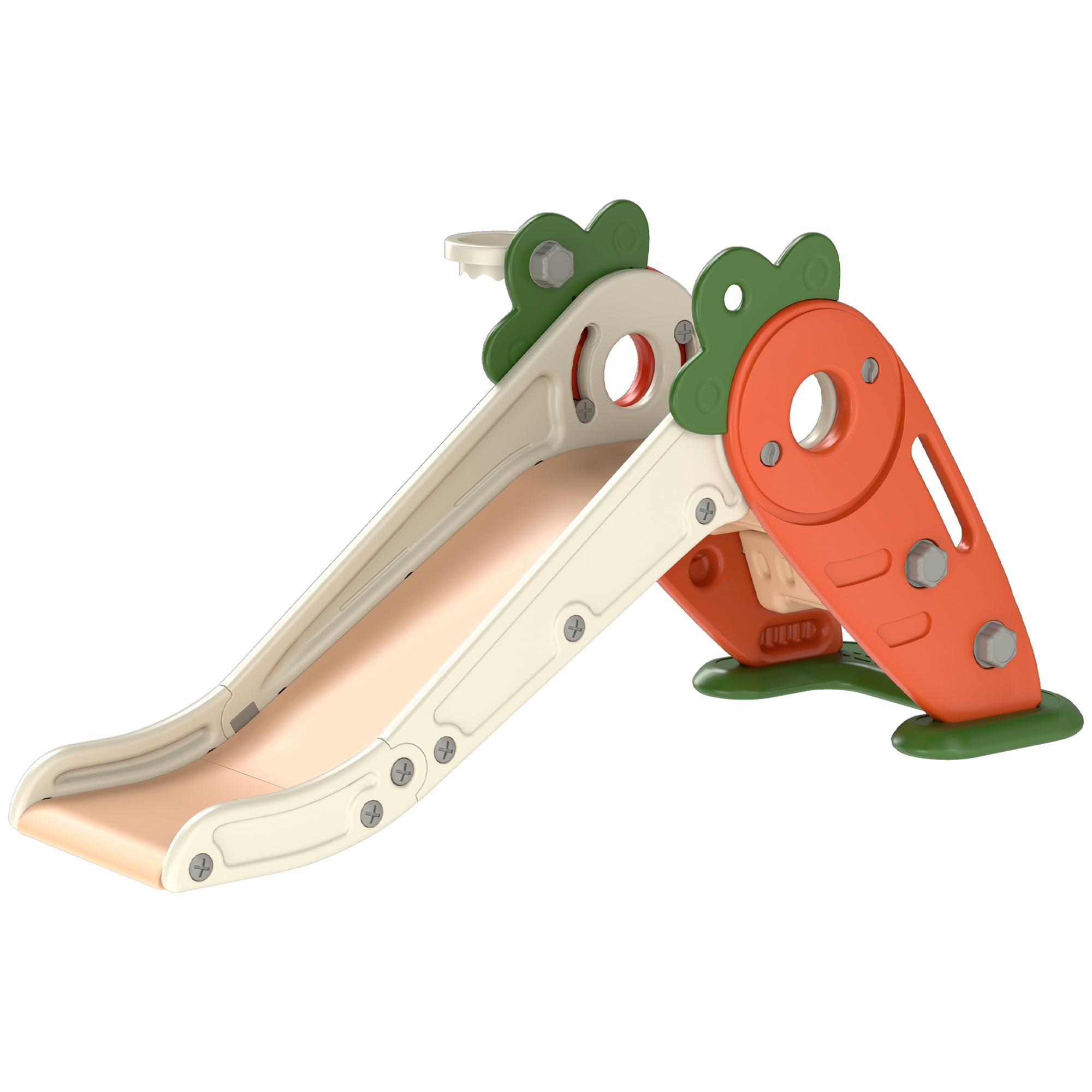 Orange Foldable Toddler Slide with Basketball Hoop