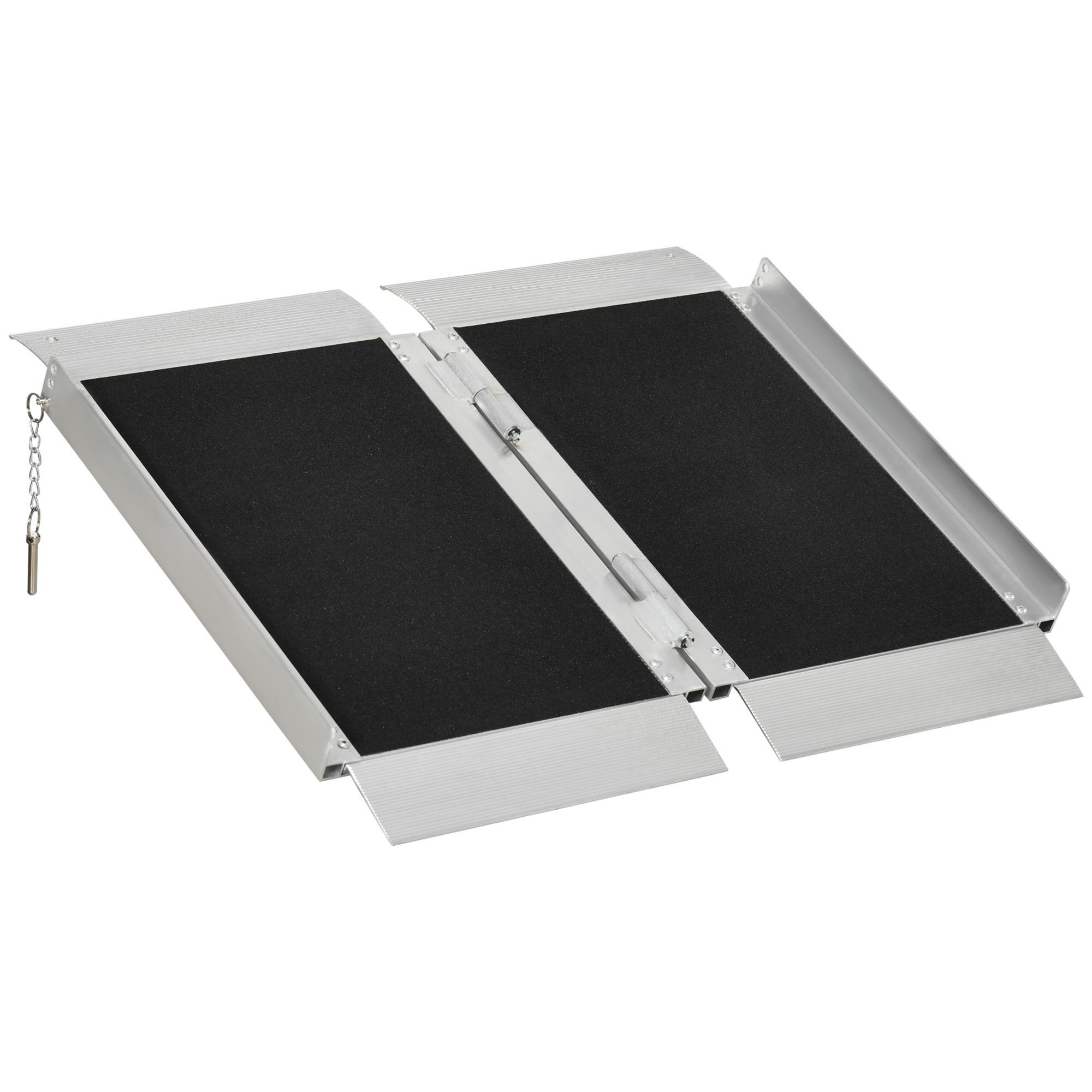 2ft Black Aluminum Wheelchair Ramp with Folding Design