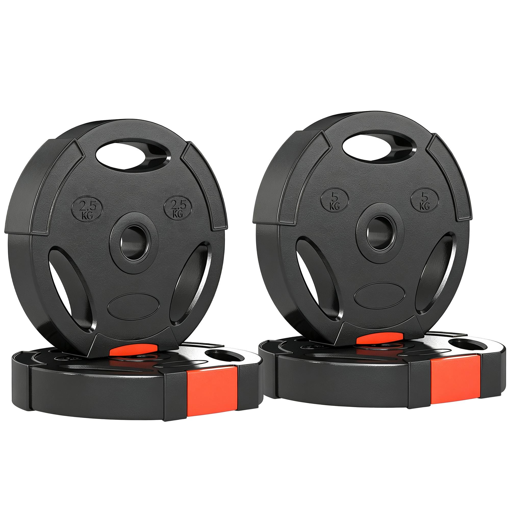 Black 1 Inch Grip Plates, 2 x 11 lb + 2 x 5.5 lb Set