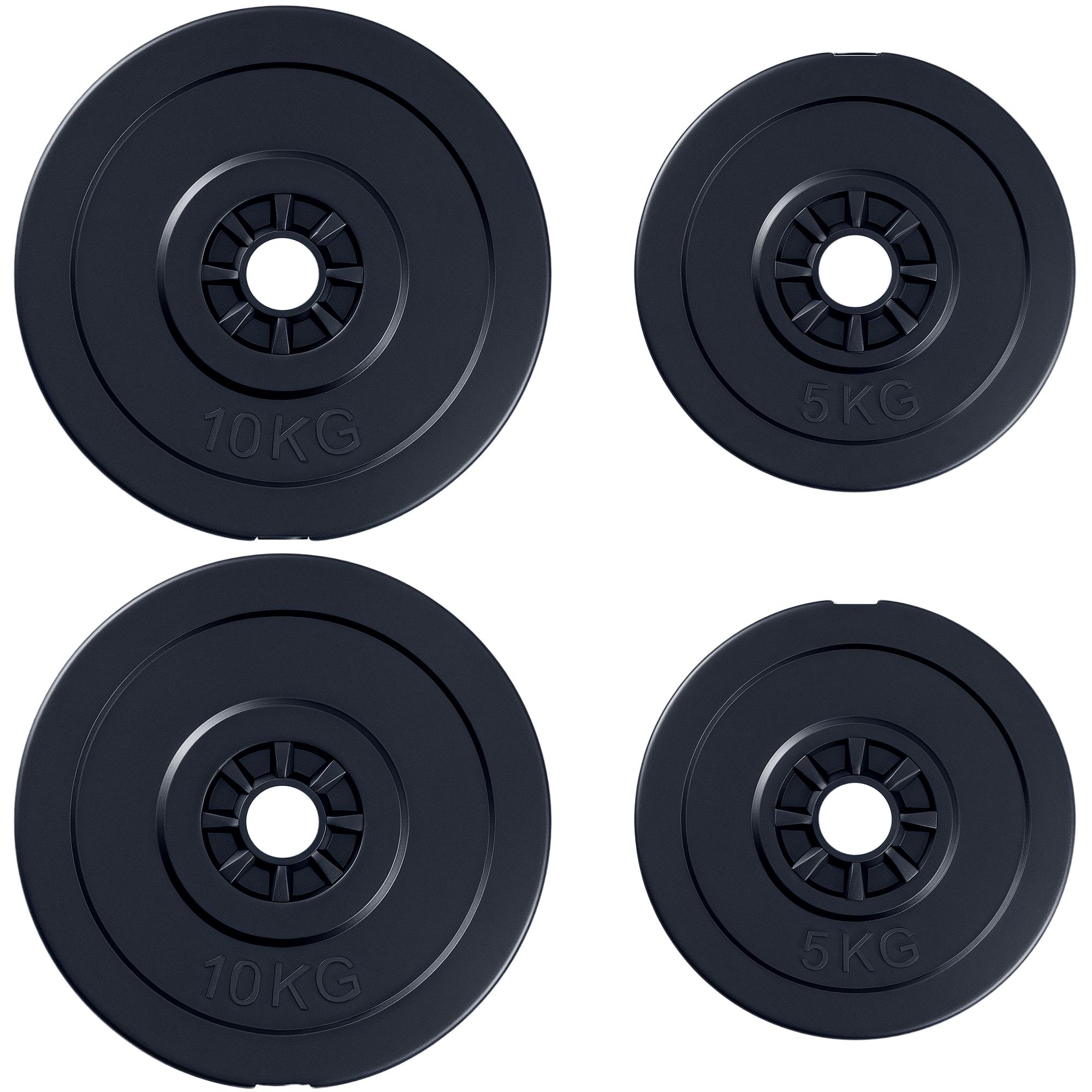Black 66 lbs Weight Plates with Plastic Coating, 4-Piece Set
