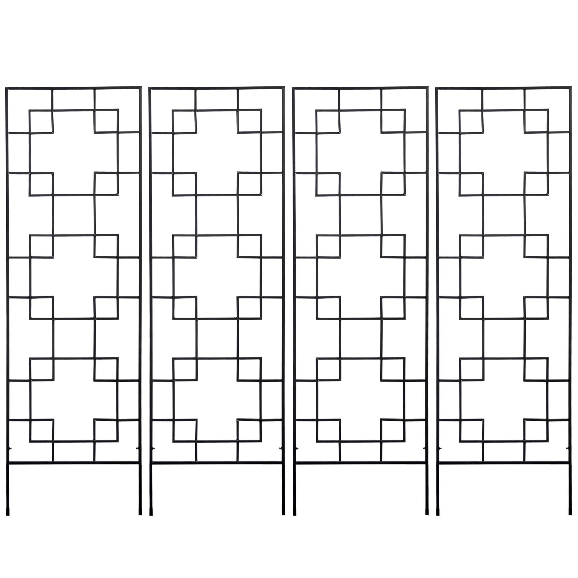 72 Inch Black Steel Trellis, 4-Pack Garden Panels