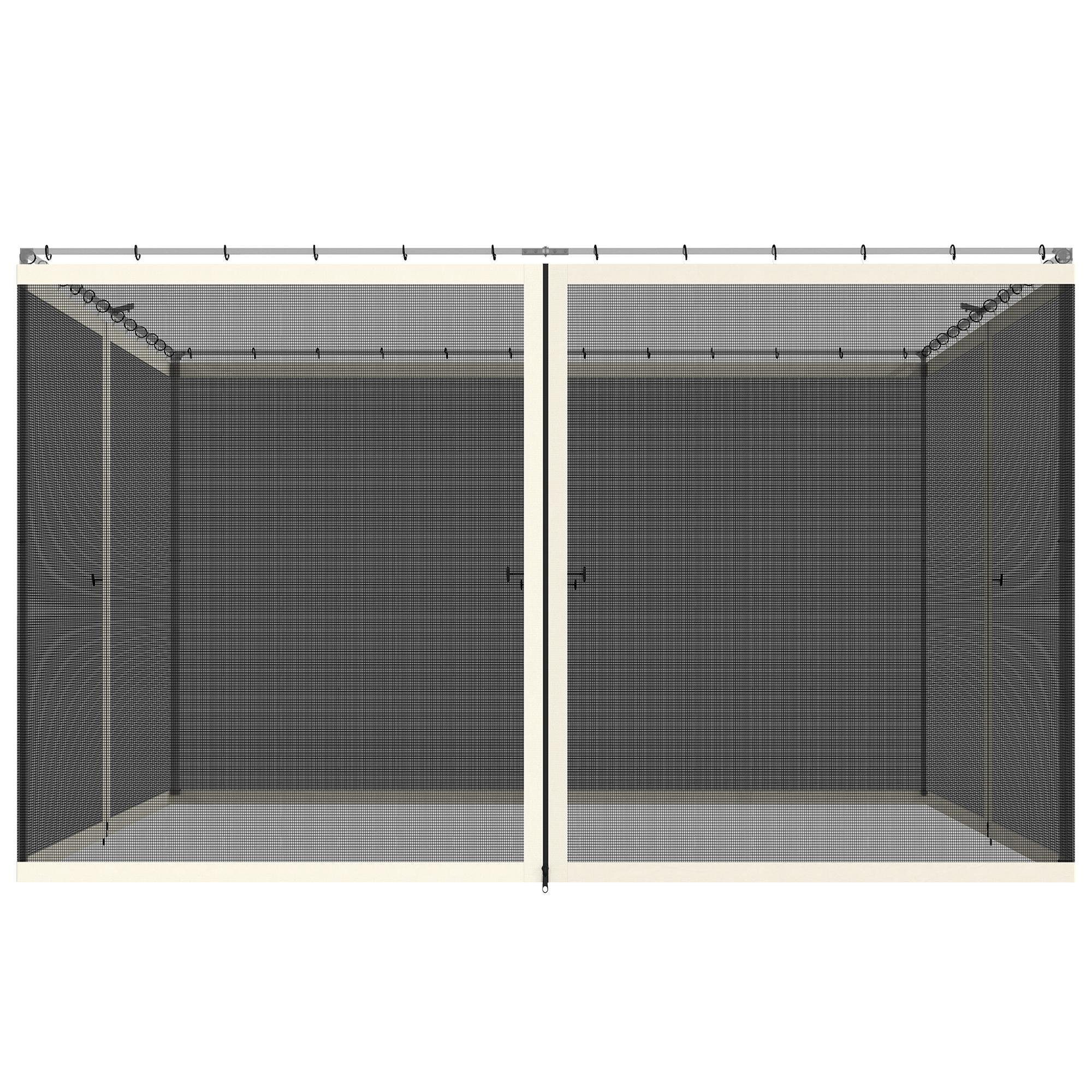 Cream White Gazebo Netting with Zipper Panels, 10' x 12'