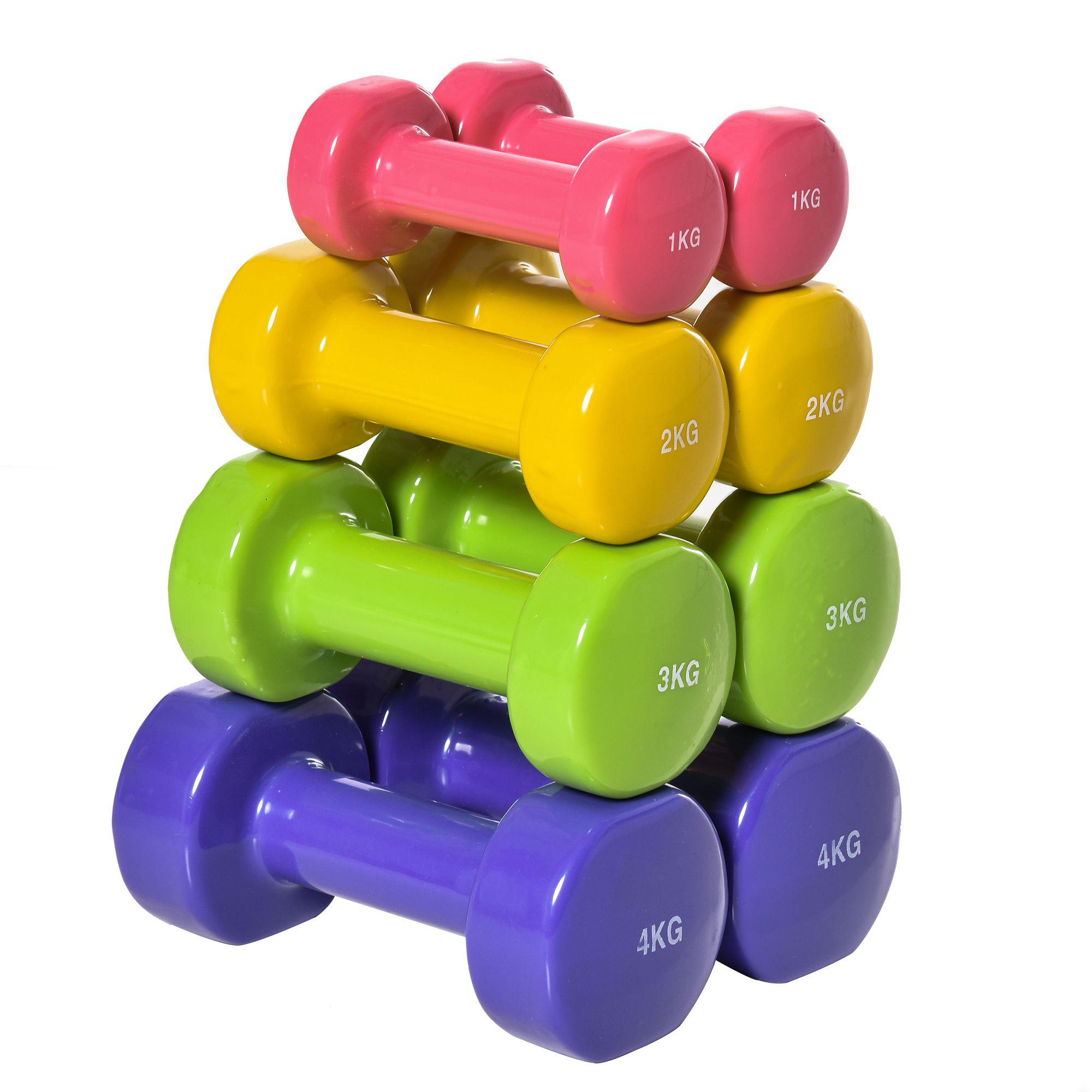 44 lb multi-colour dumbbells – Steel and PU Home Set