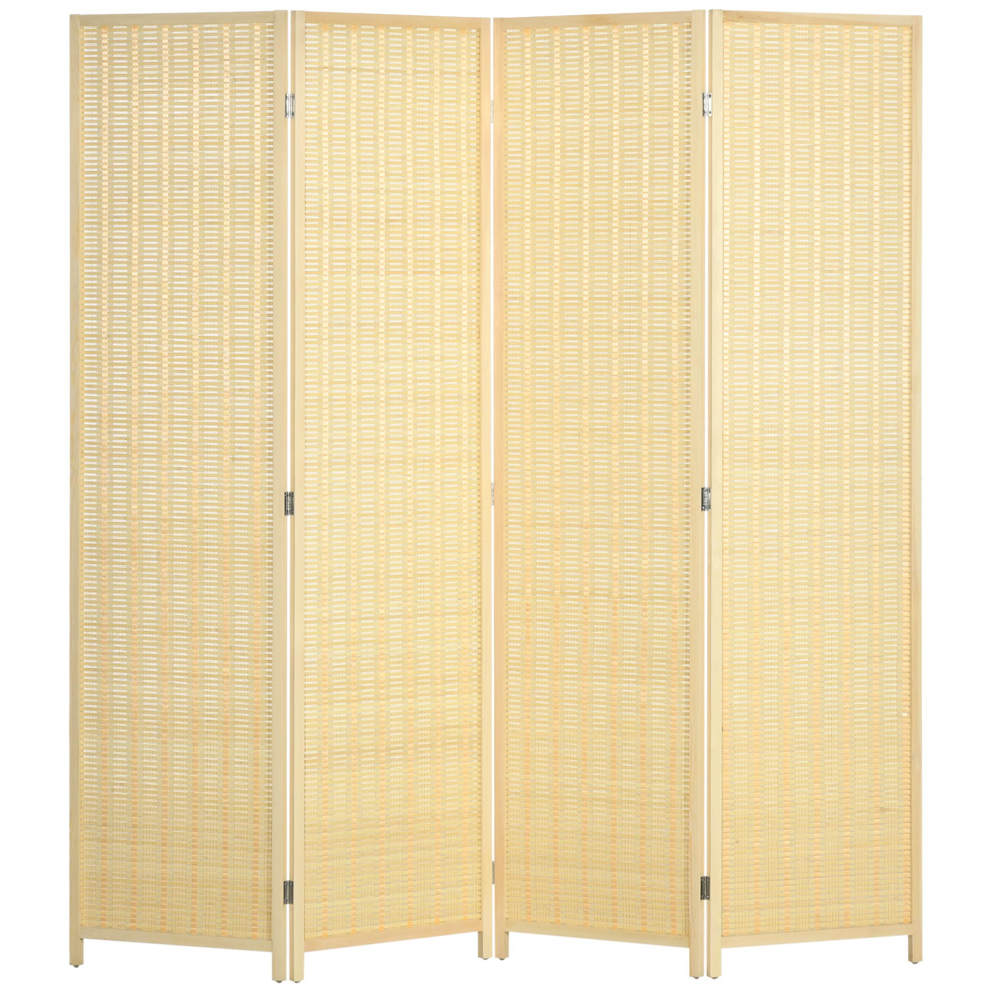 Natural Woven Bamboo Divider, 4 Panel Folding Screen