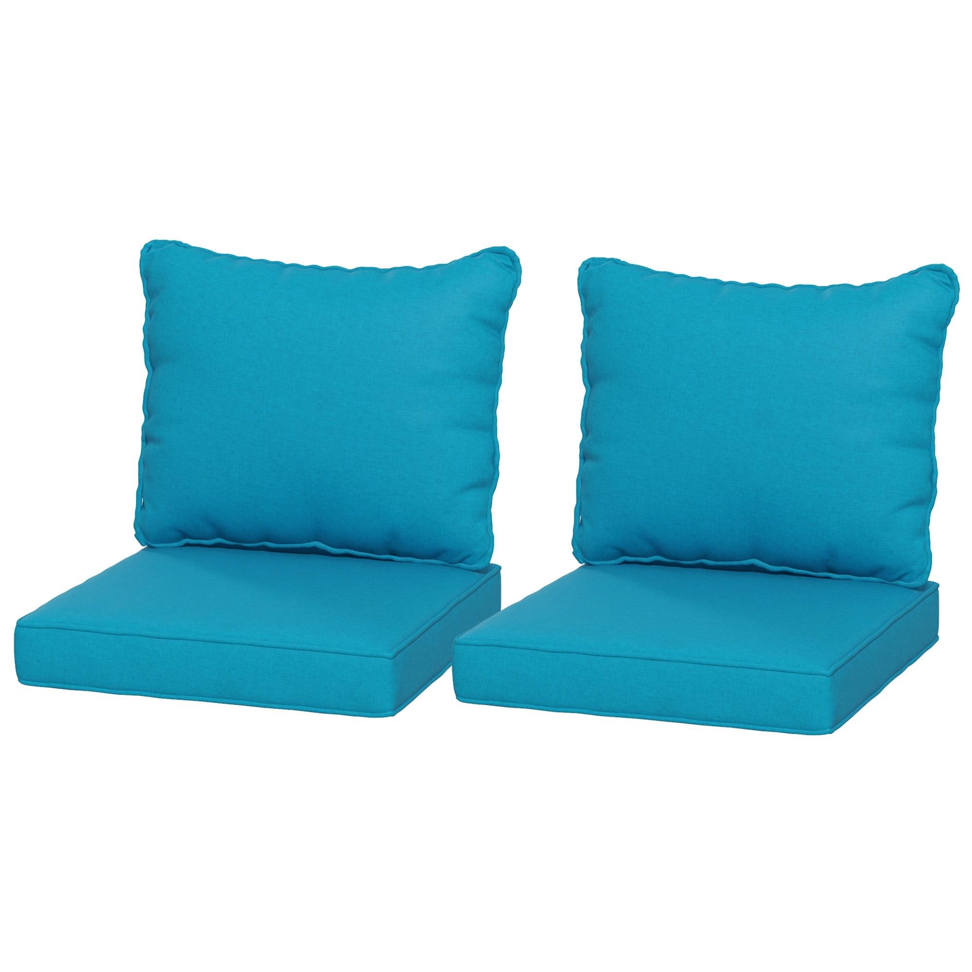 Turquoise Yarn-Dyed Chair Cushions, 4-Piece Set