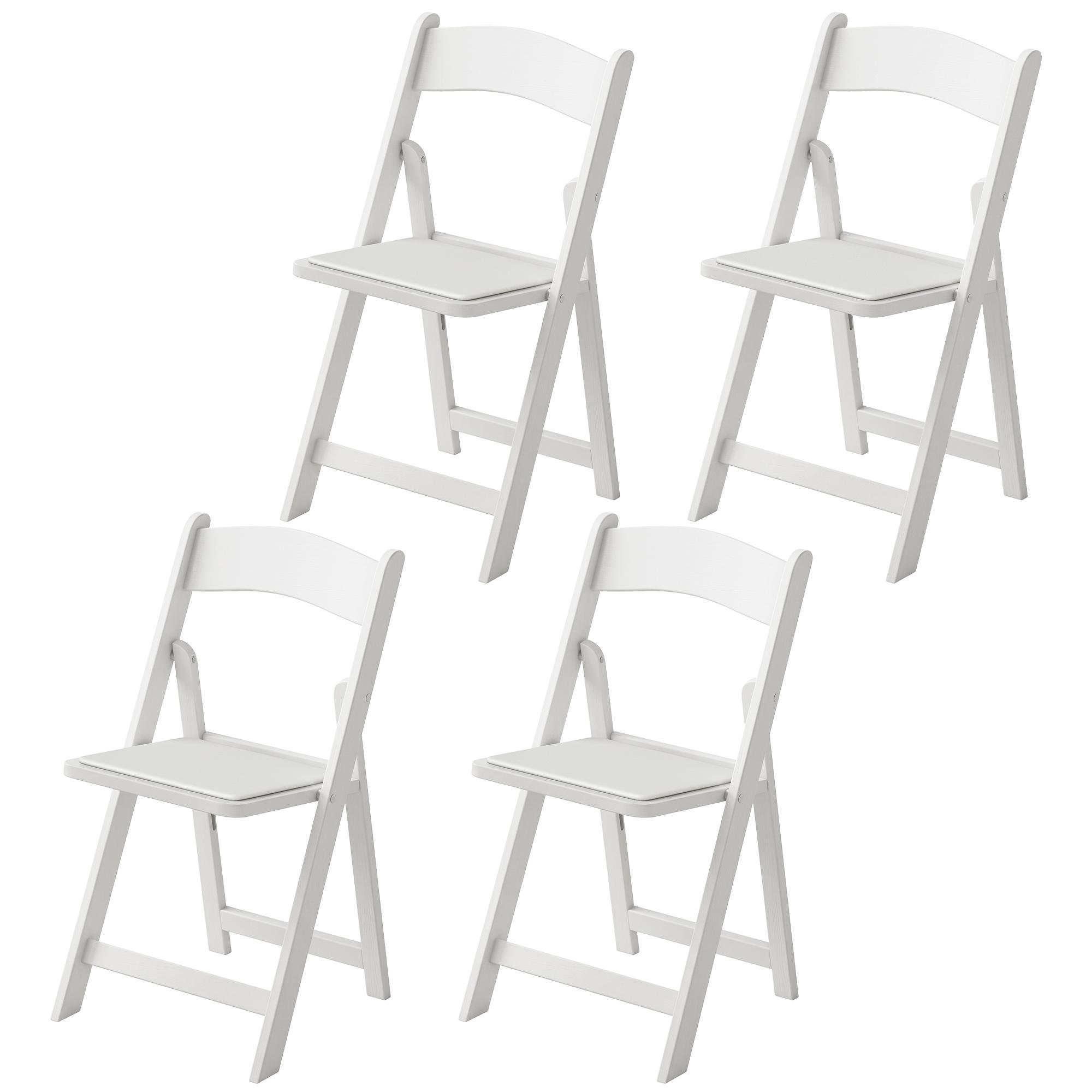 White Resin Dining Chairs with Padded Seats, 4-Piece Set