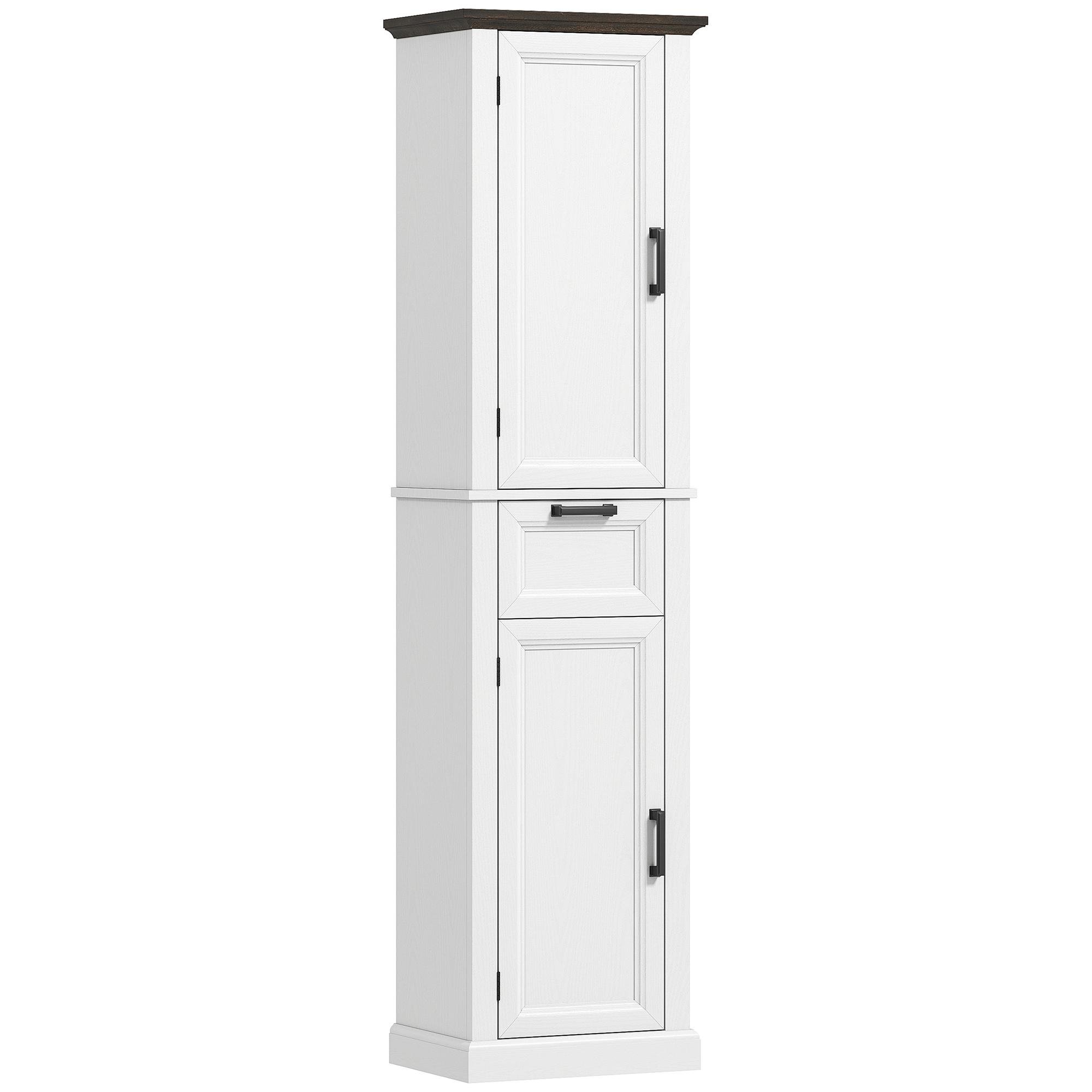 White Chamfered Bathroom Cabinet with Drawer