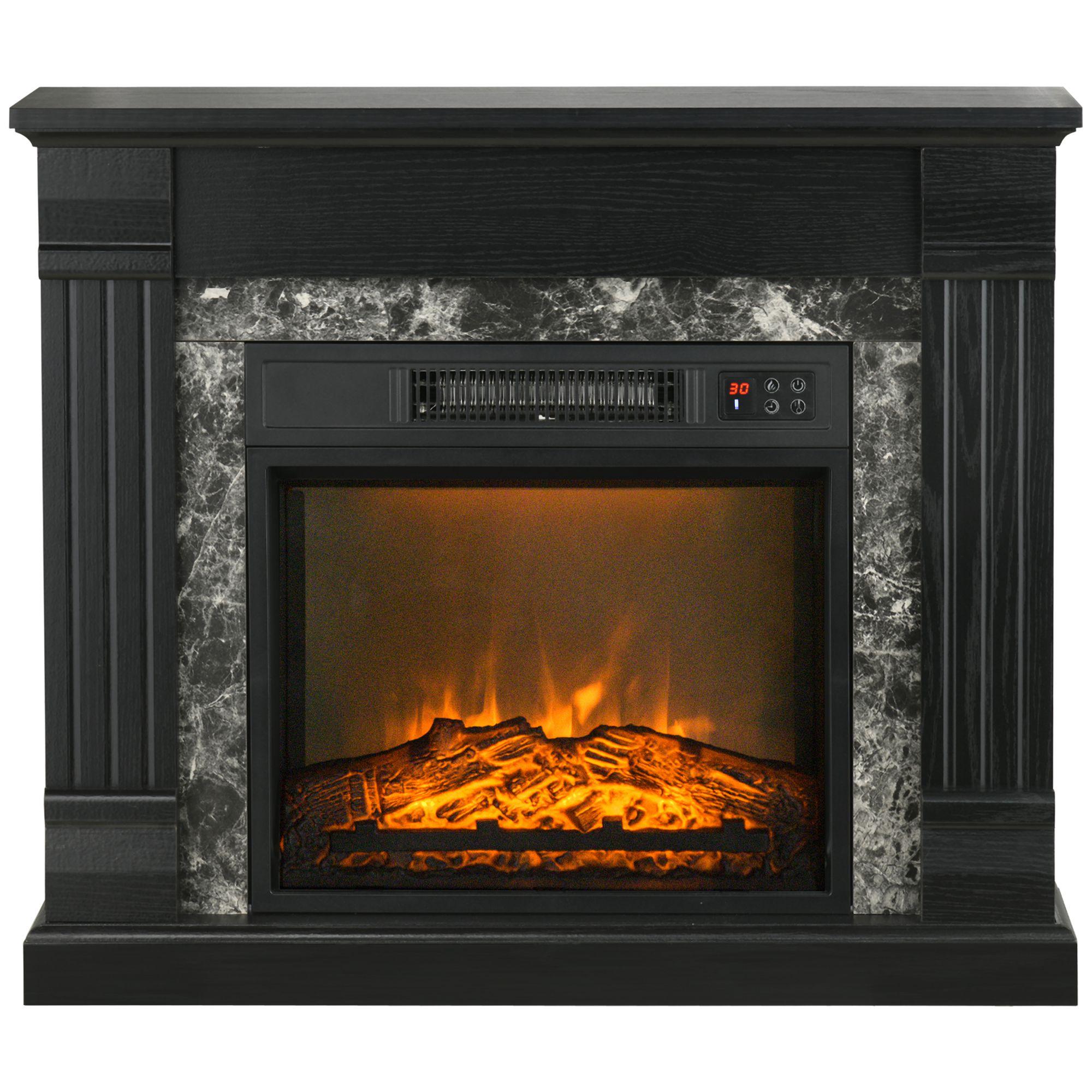 Black Mantel Electric Fireplace with 3D Flame, 31.5 in
