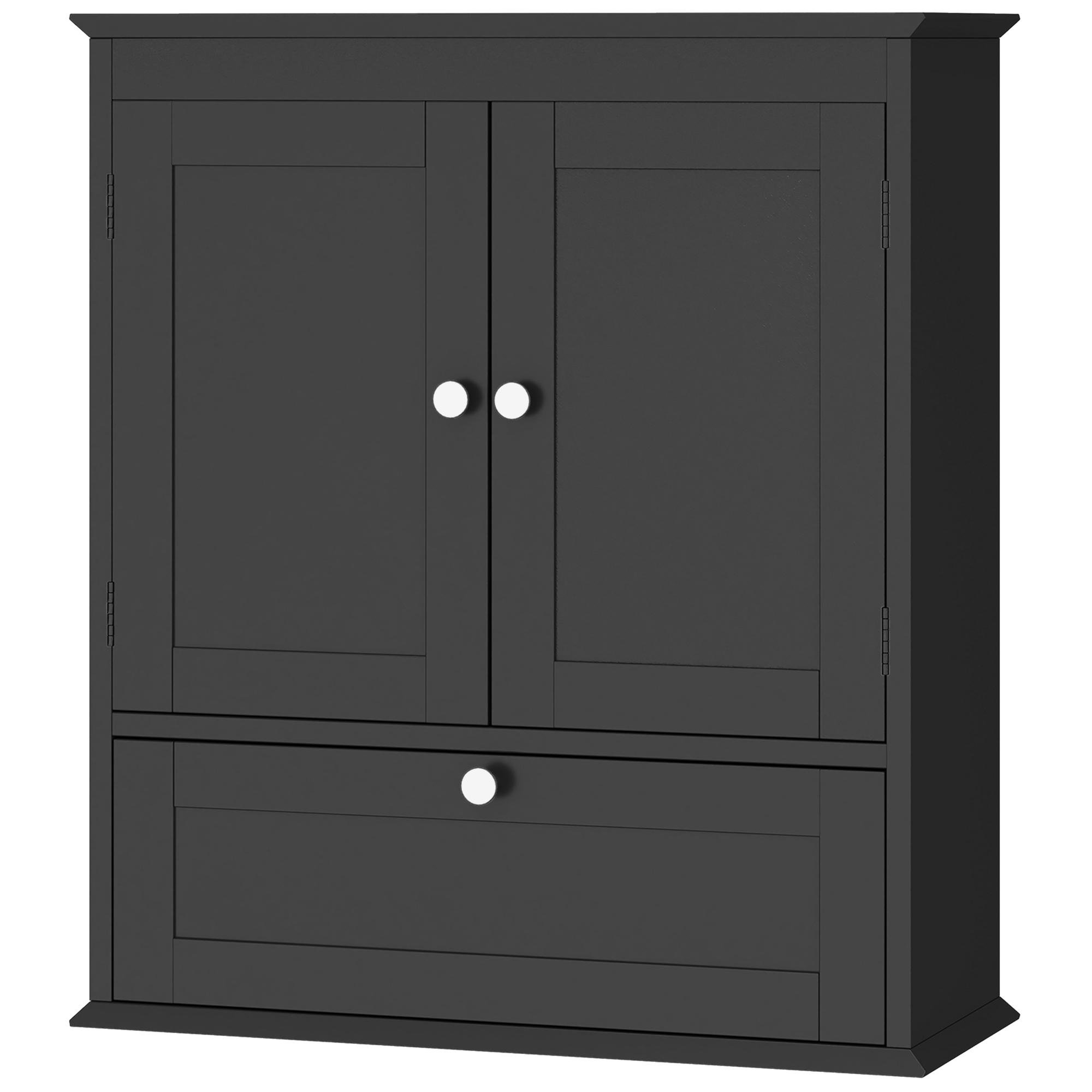 Black Wall Medicine Cabinet with Adjustable Shelf