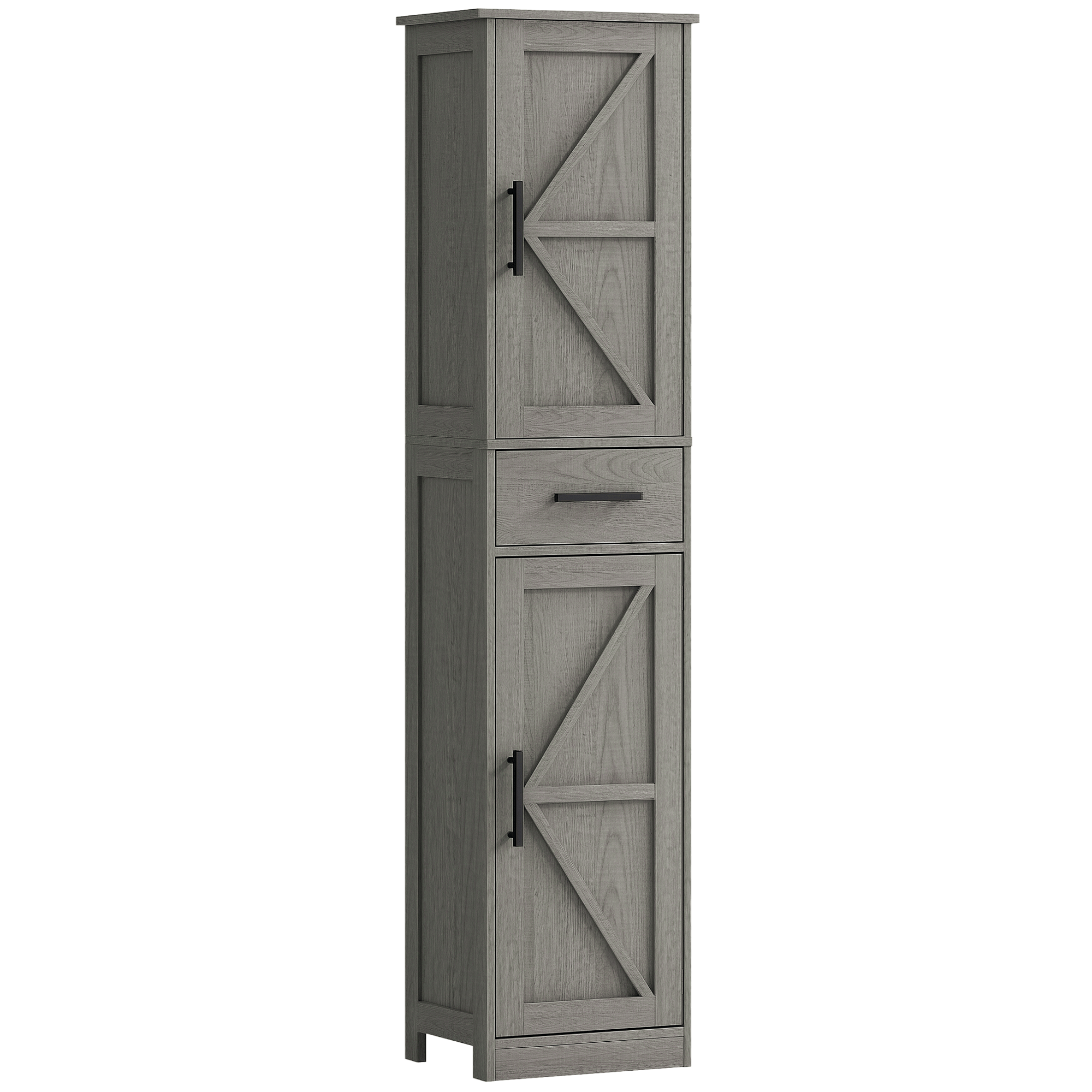 Dark Grey Barn Door Cabinet with Adjustable Shelves