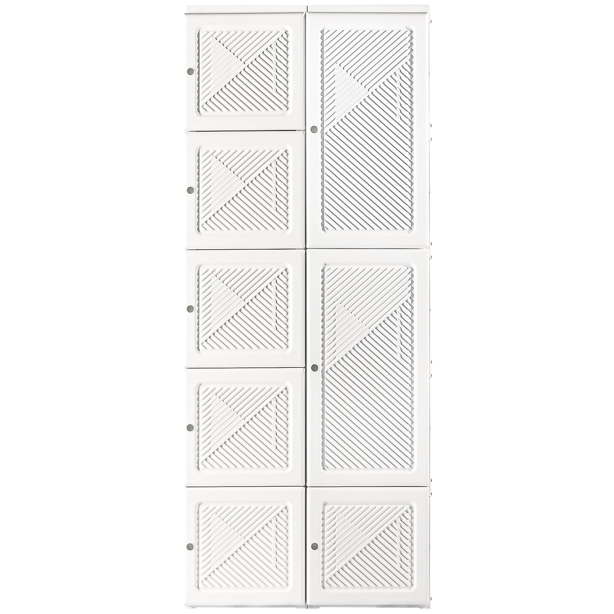 White Plastic Wardrobe Closet with 6 Compartments