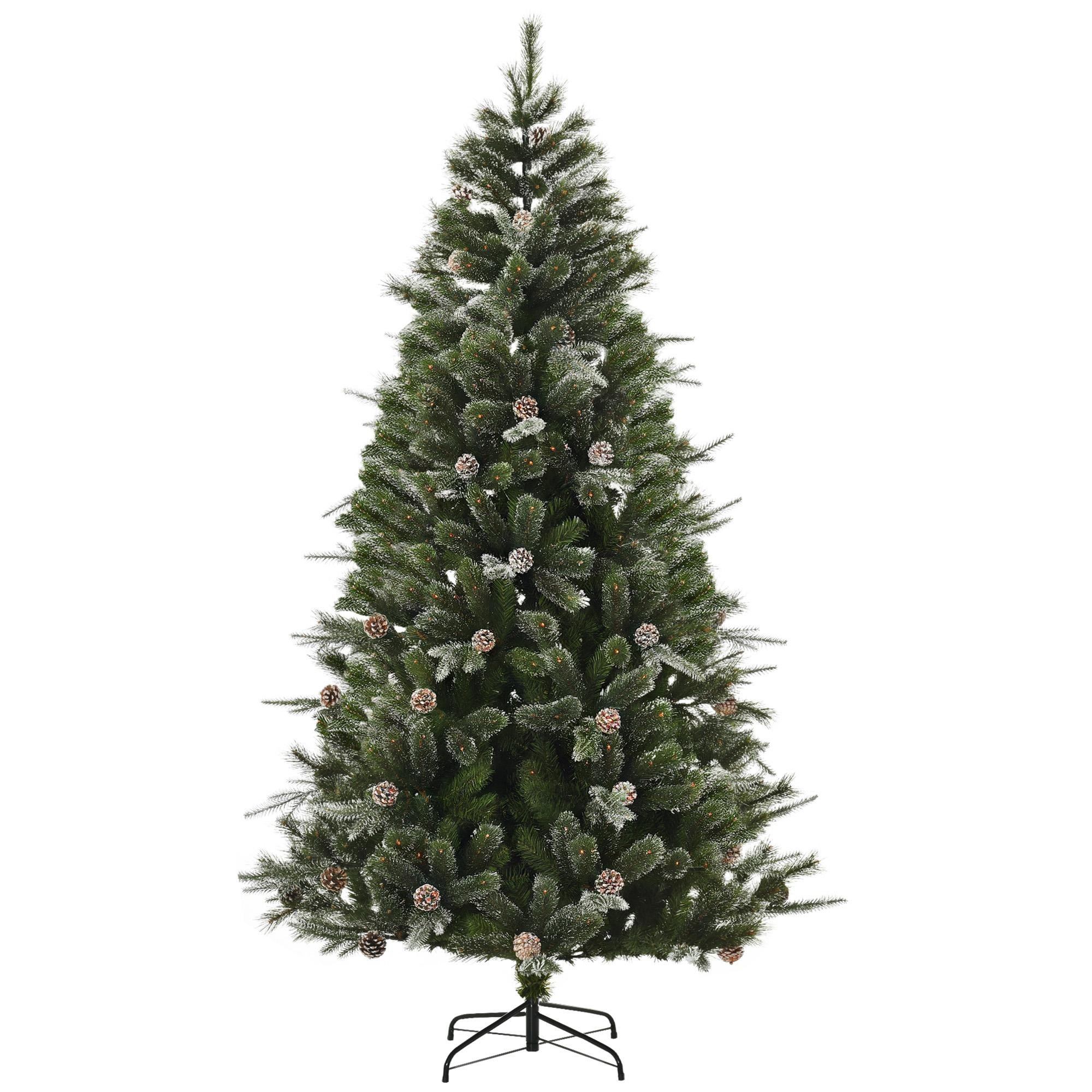 7ft Snow Dipped Pine Tree with Pinecones