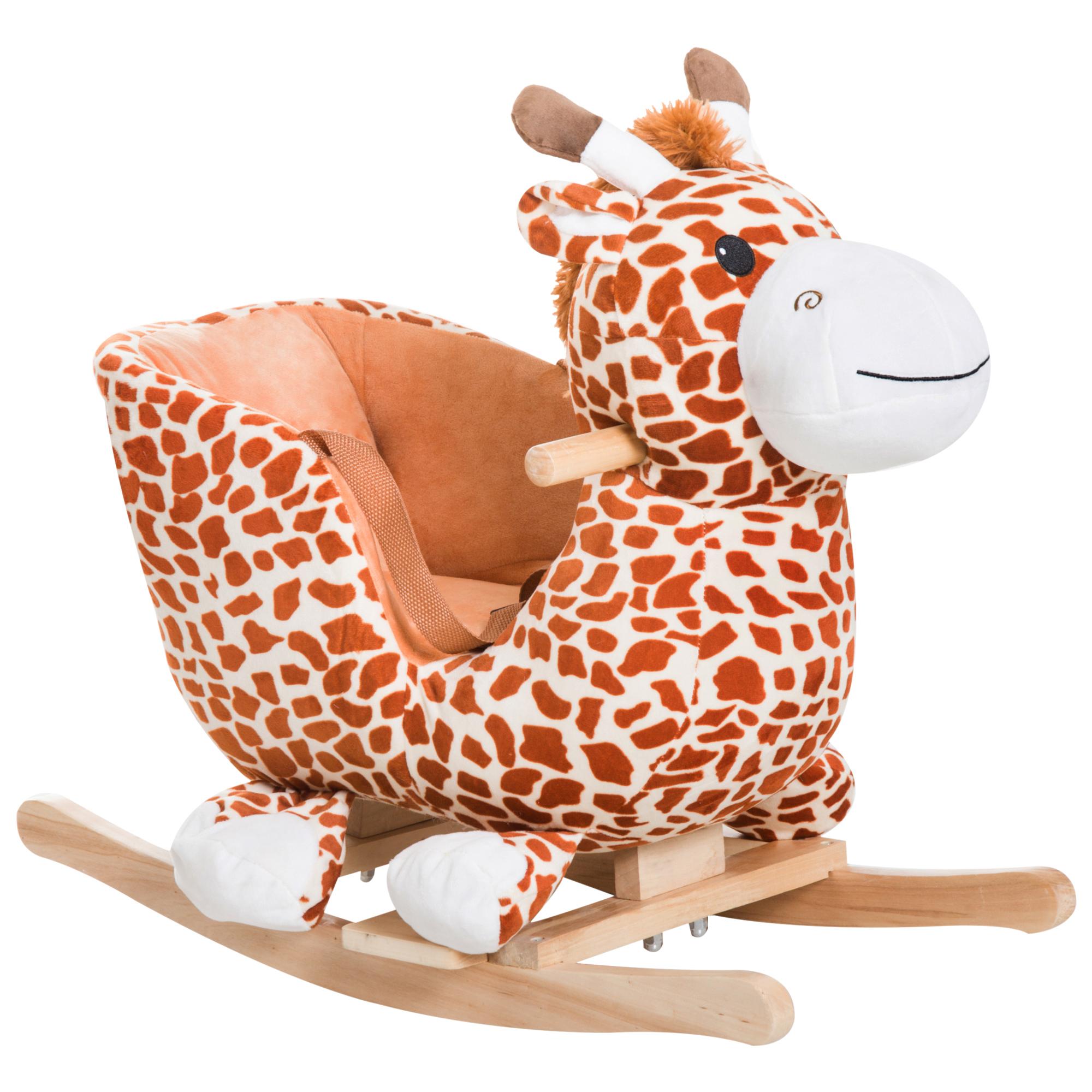Giraffe Plush Rocking Horse with Ear-Press Lullaby
