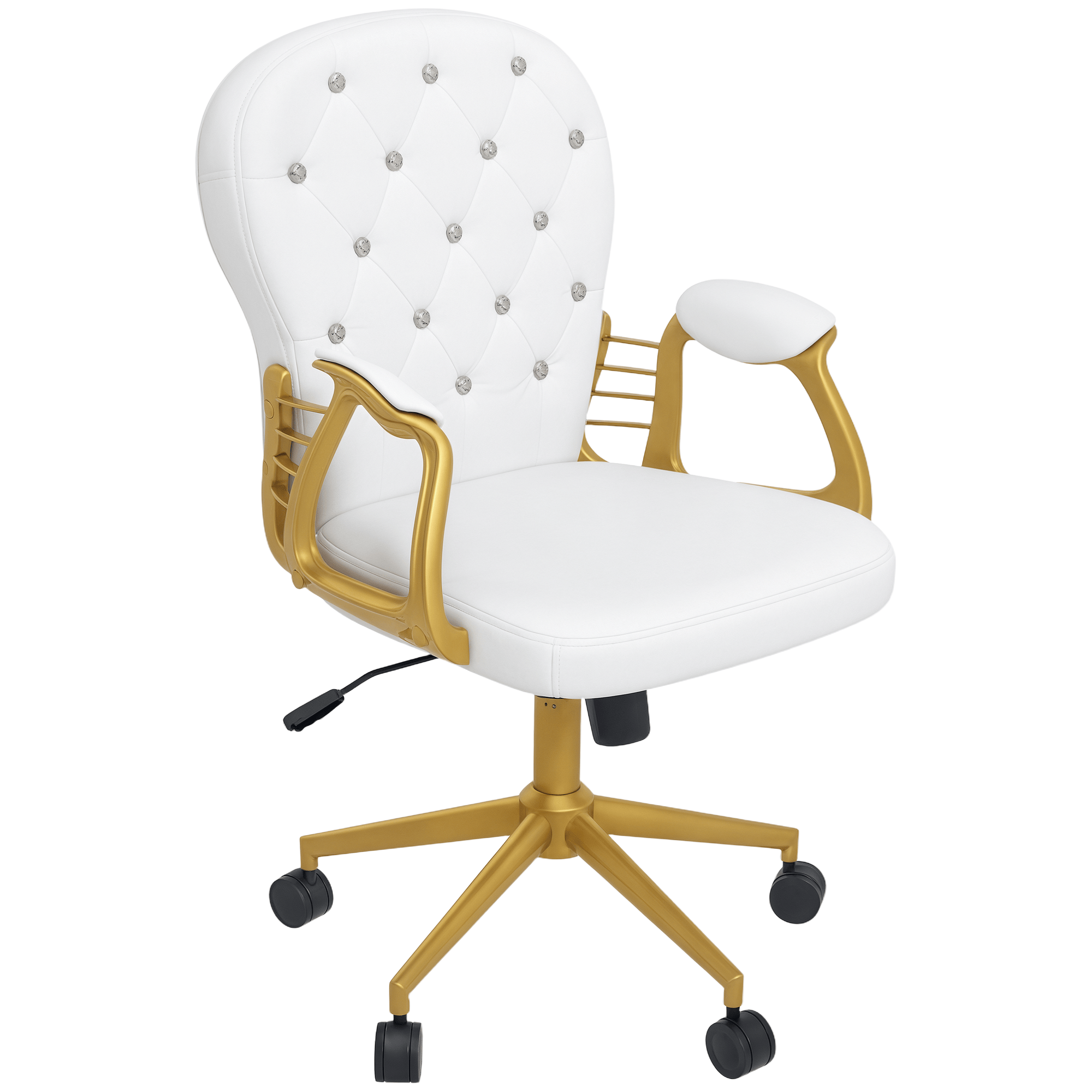 Gold and White Tufted Chair with Adjustable Height